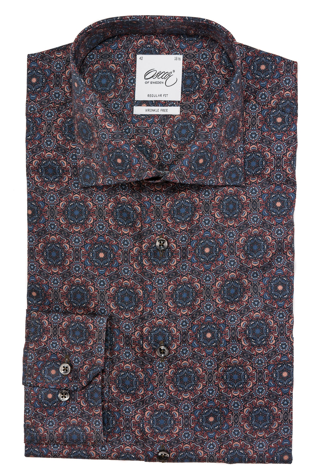 Red medallion printed regular fit shirt