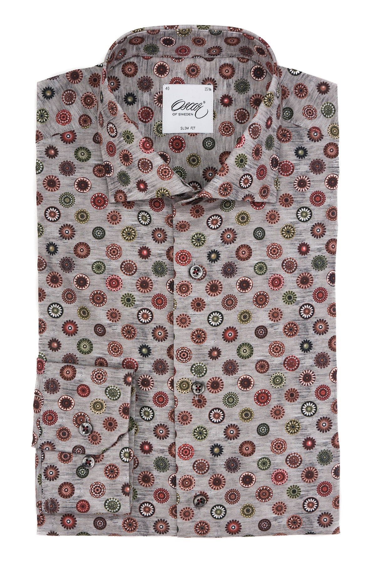 Grey printed slim fit shirt