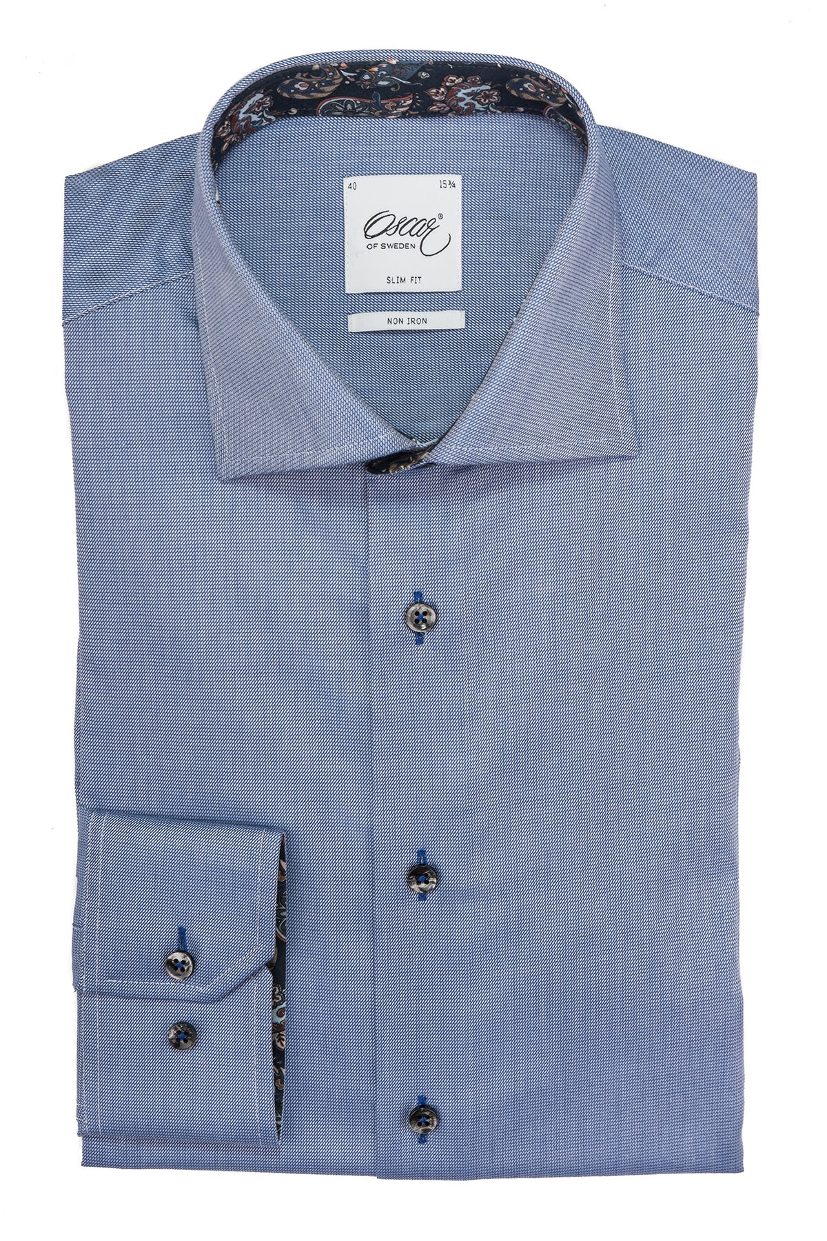 Blue slim fit shirt with contrast details