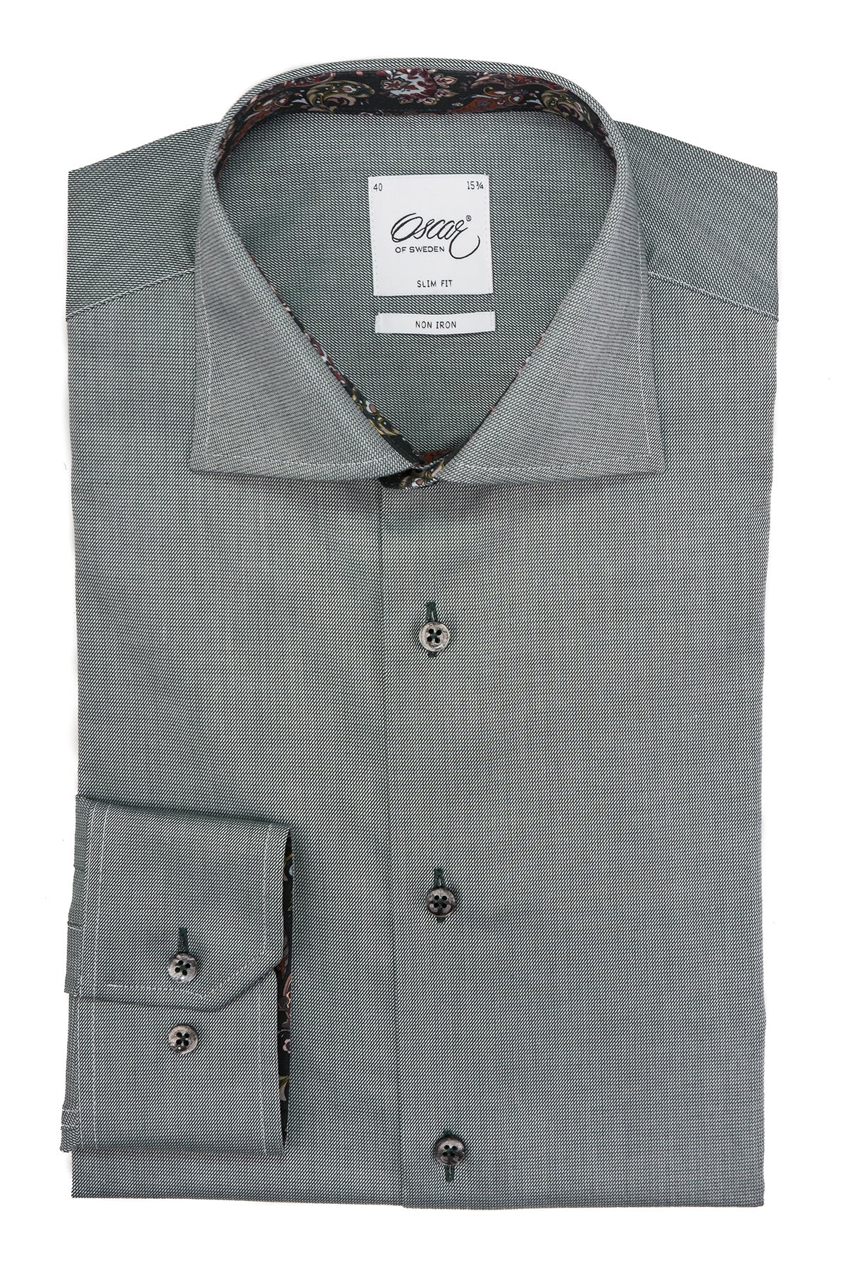 Green slim fit shirt with contrast details