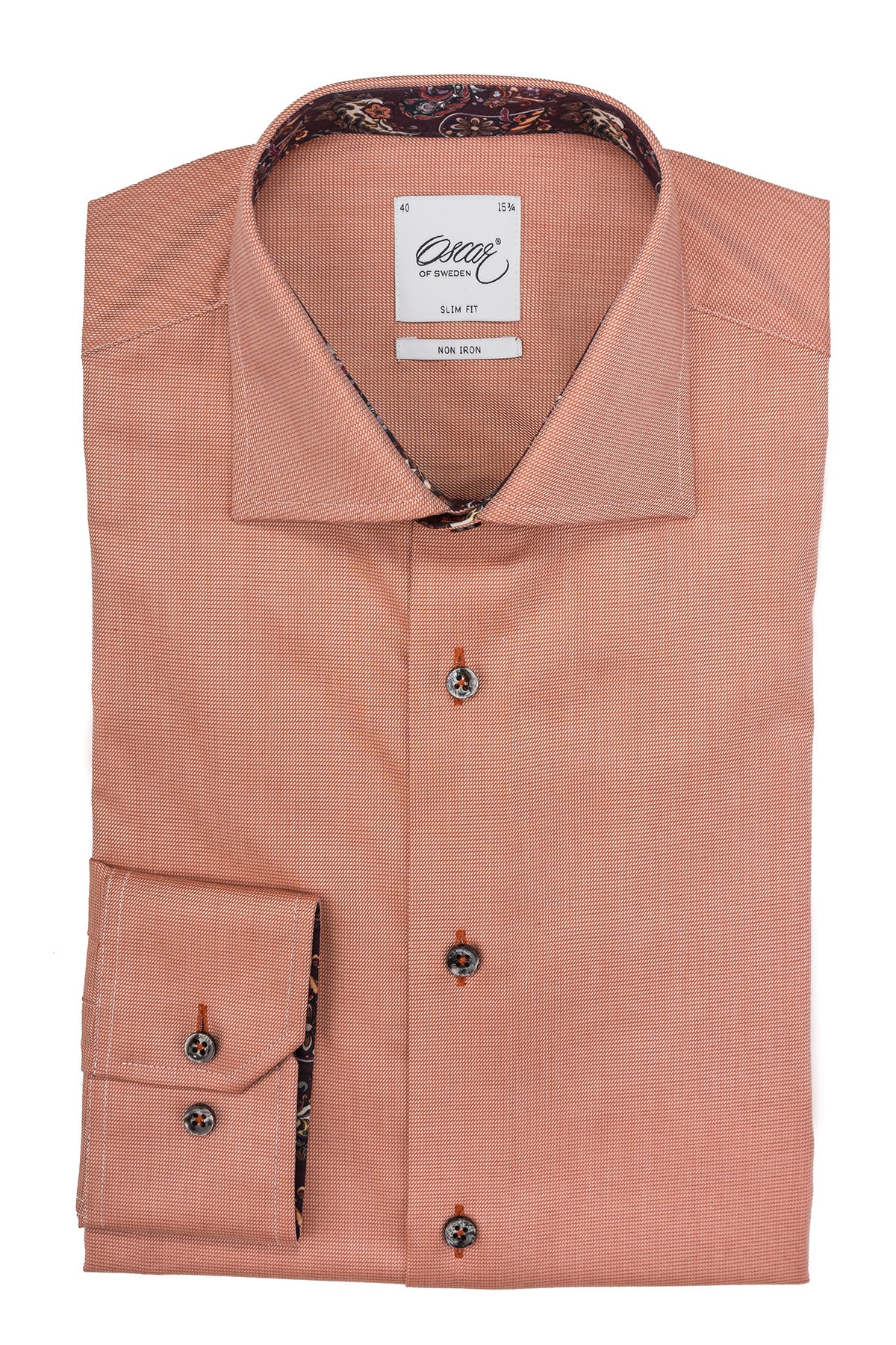 Orange slim fit shirt with contrast details