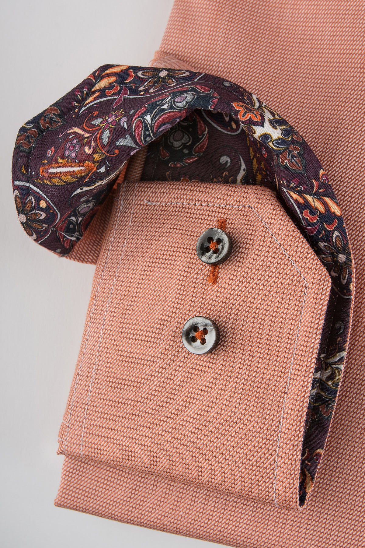 Orange slim fit shirt with contrast details