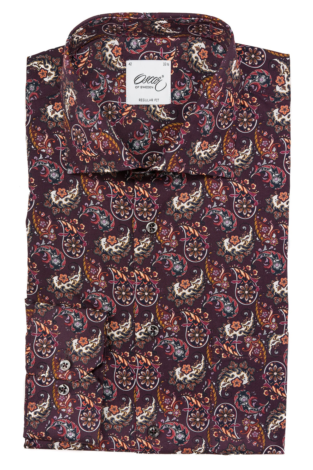Red paisley printed regular fit shirt