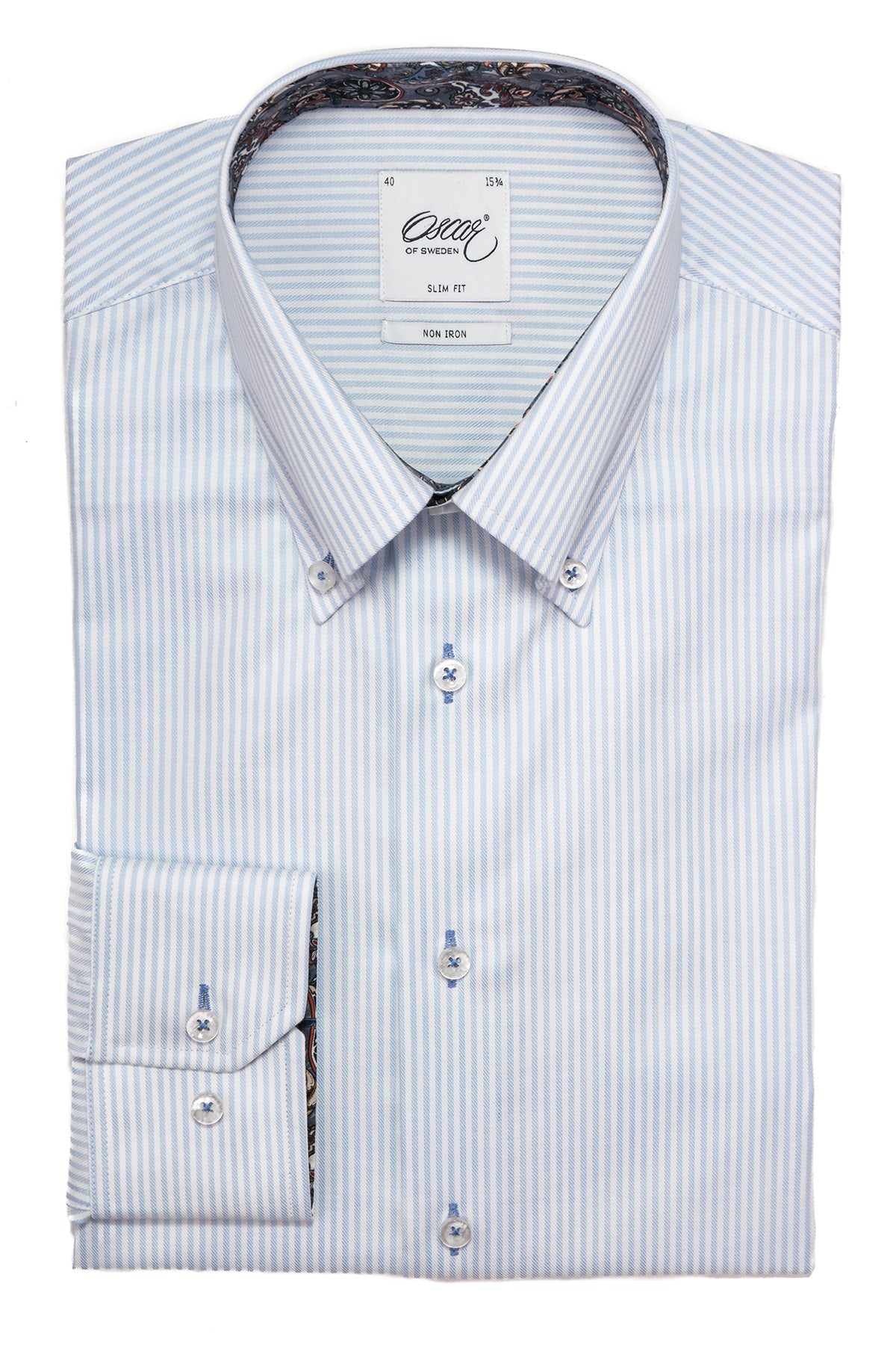 Light blue striped slim fit shirt with contrast details