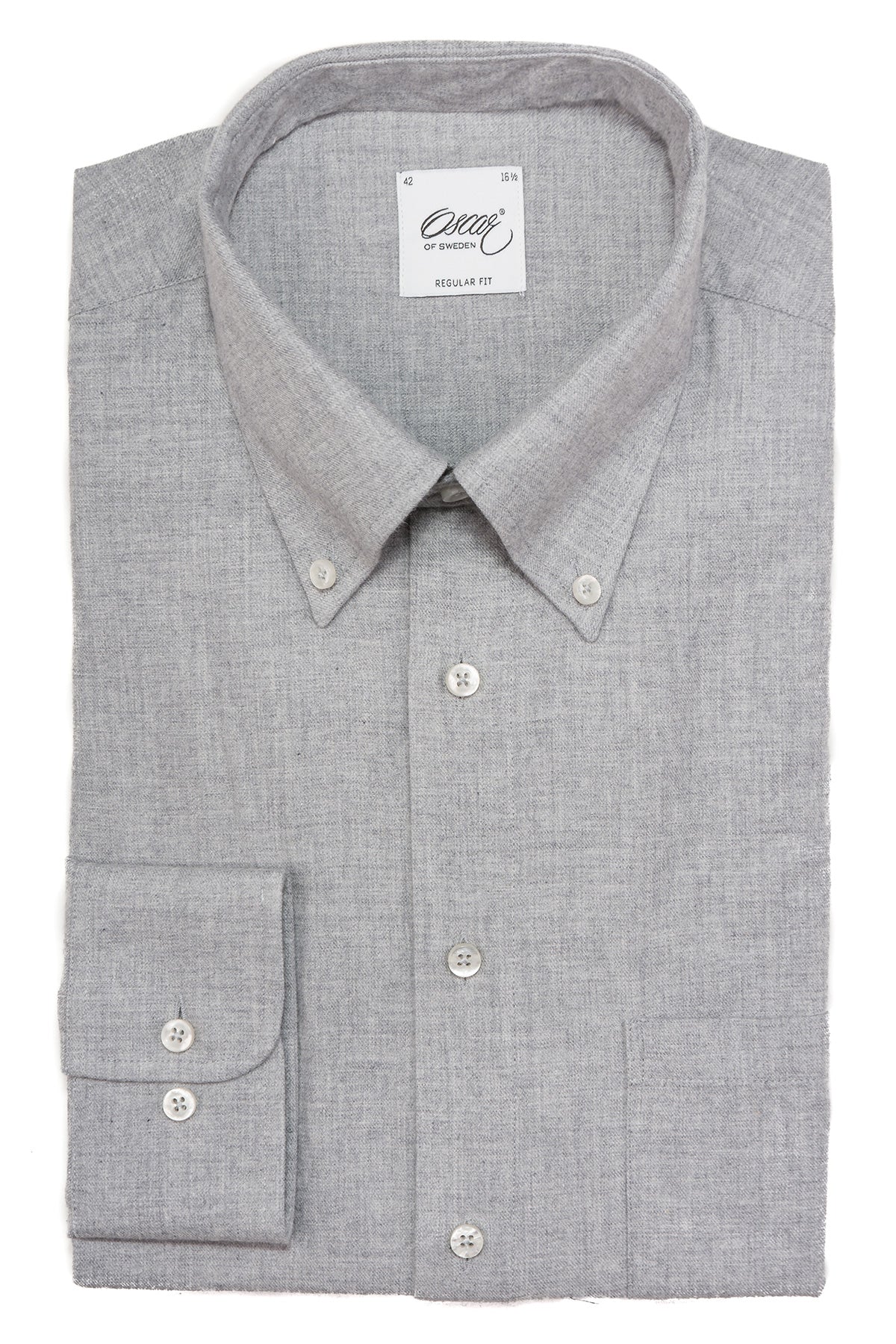 Grey flannel button down regular fit shirt