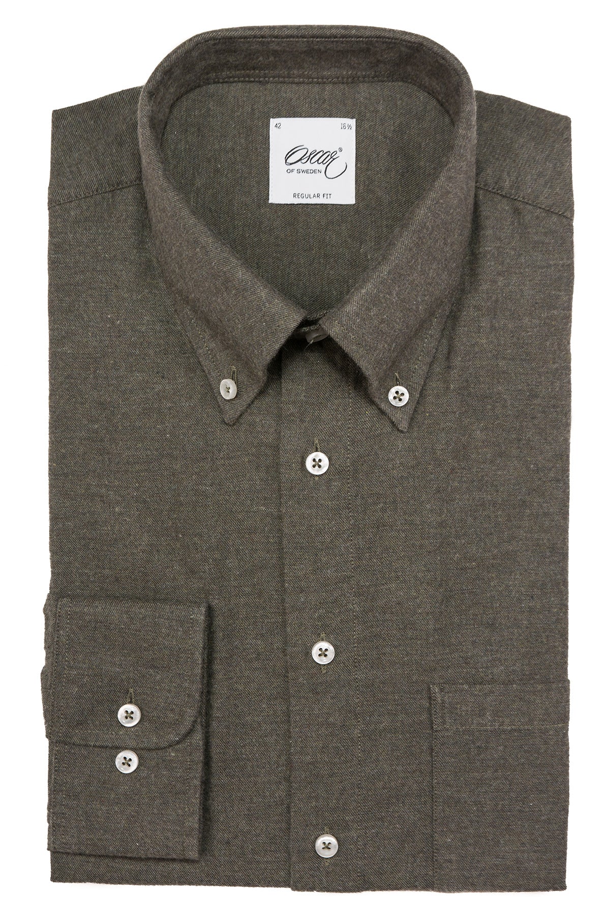 Green flannel button down regular fit shirt