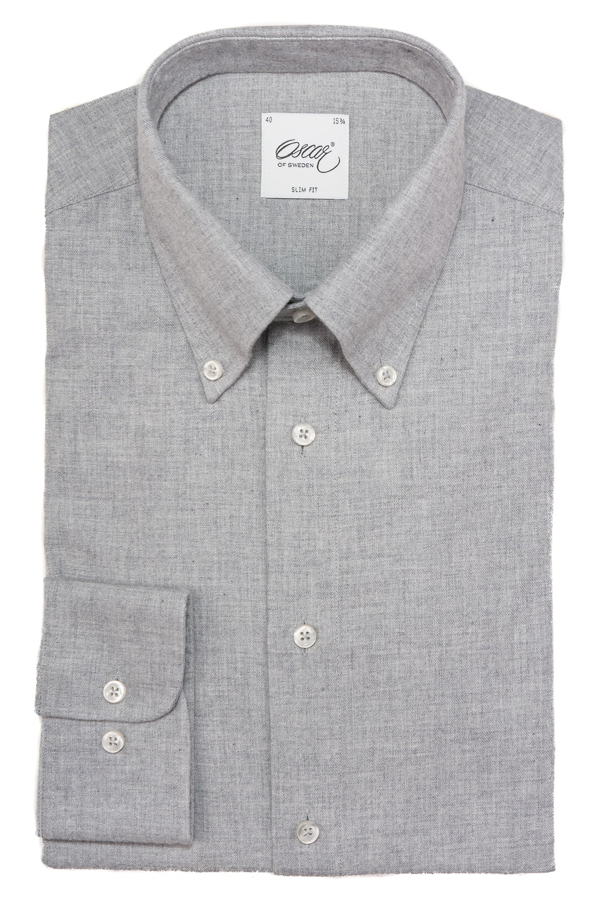 Grey flannel button down slim fit shirt