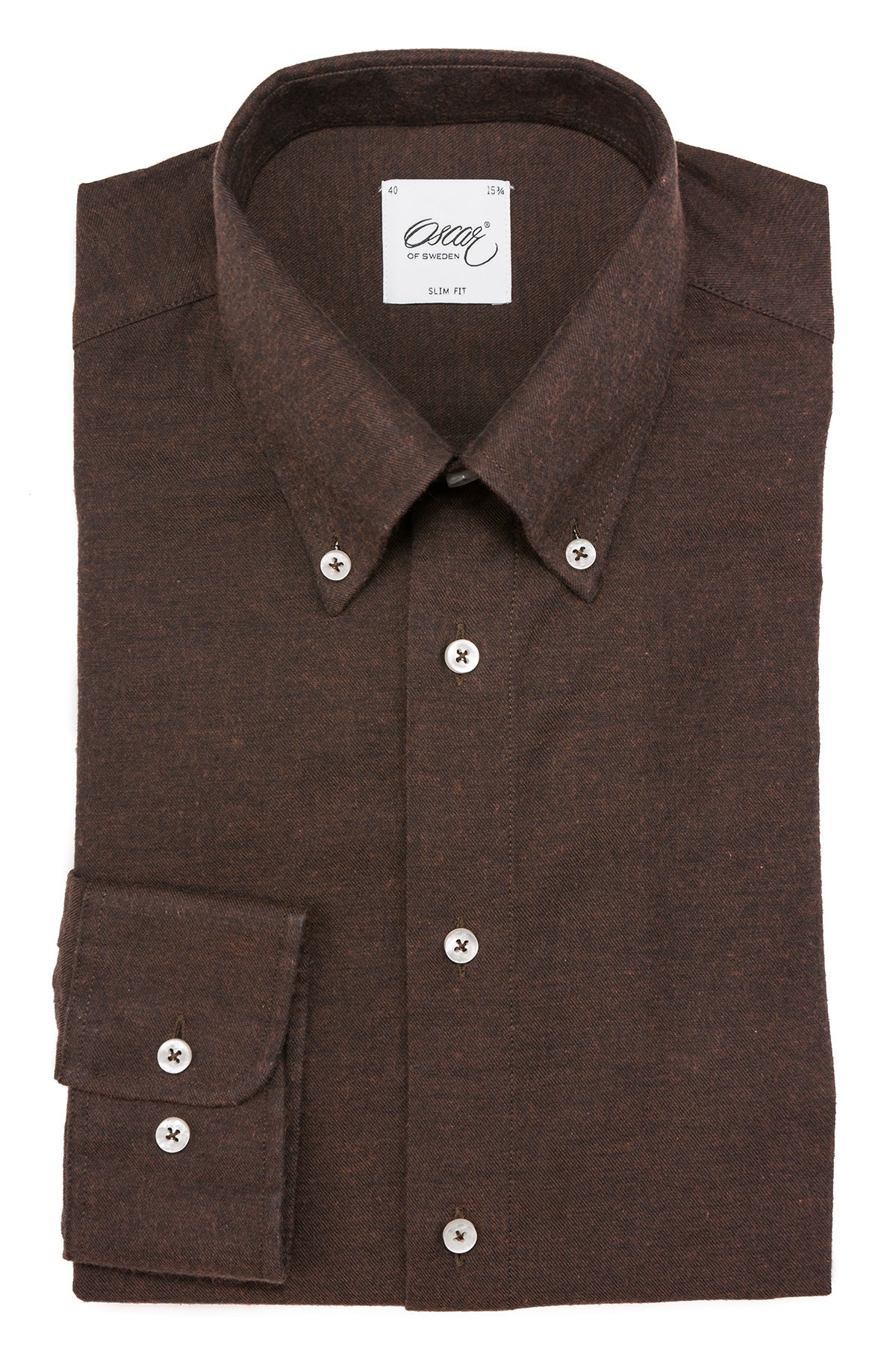 Brown flannel button down slim fit shirt