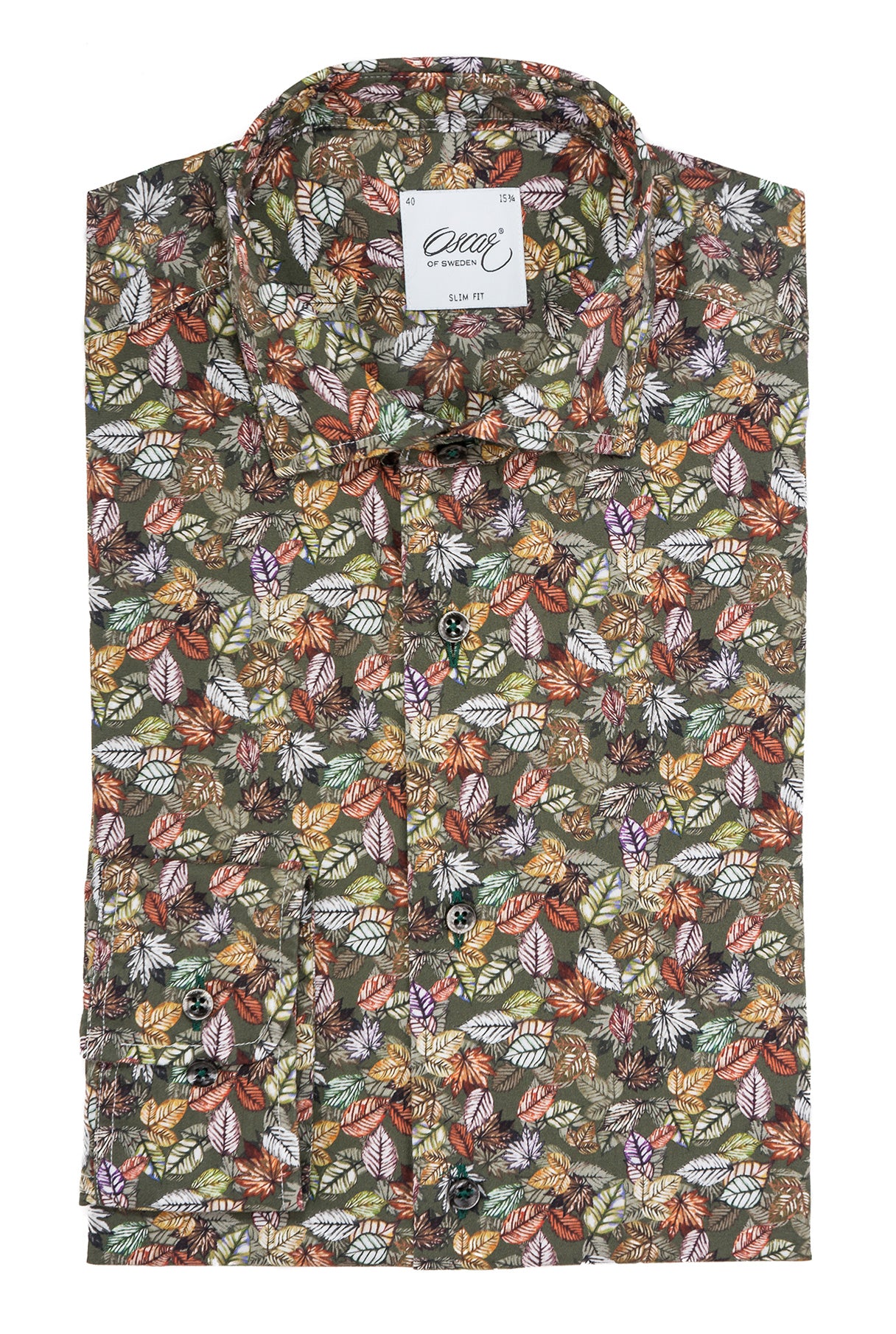 Green printed slim fit shirt