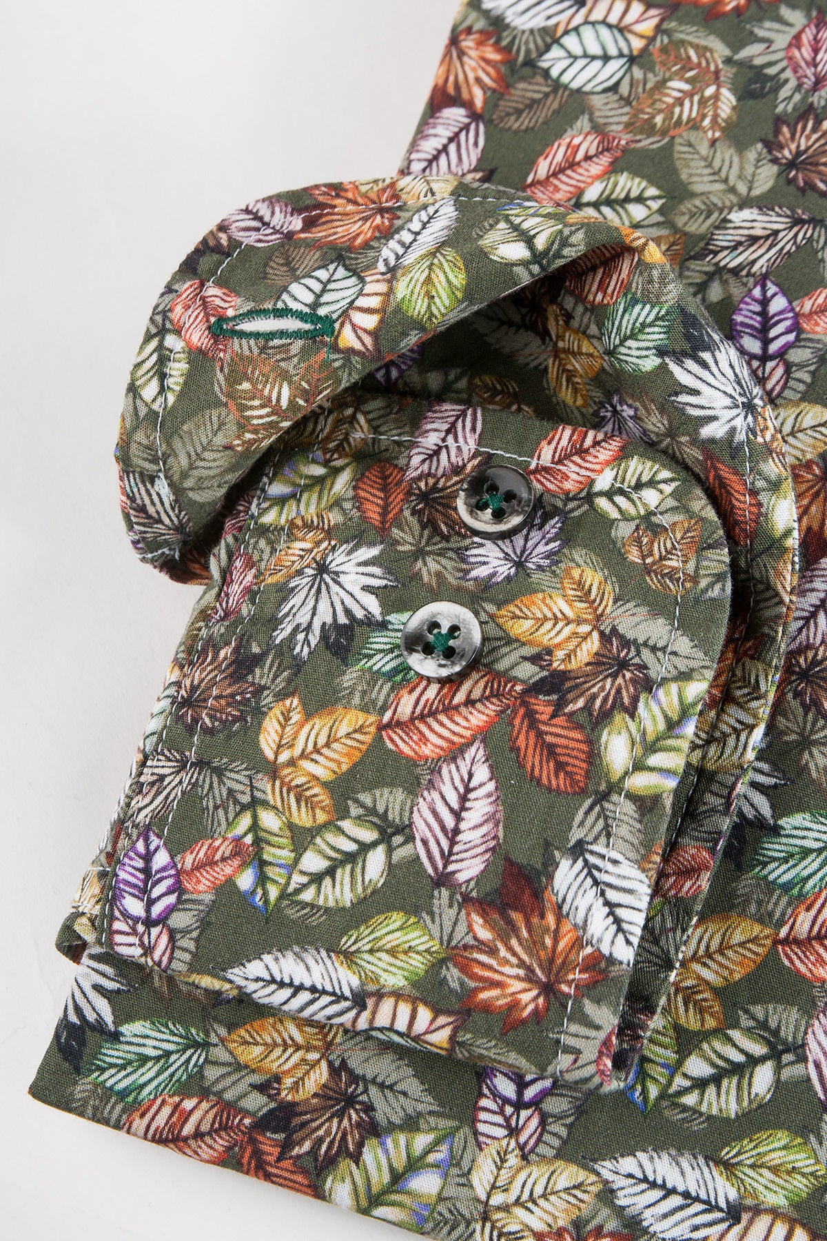Green printed slim fit shirt
