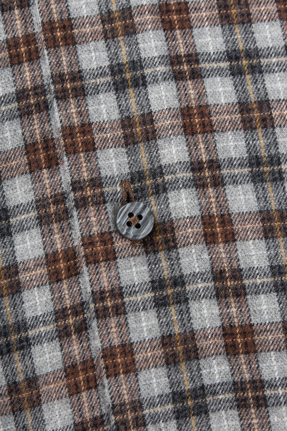 Grey checked flannel button down slim fit shirt