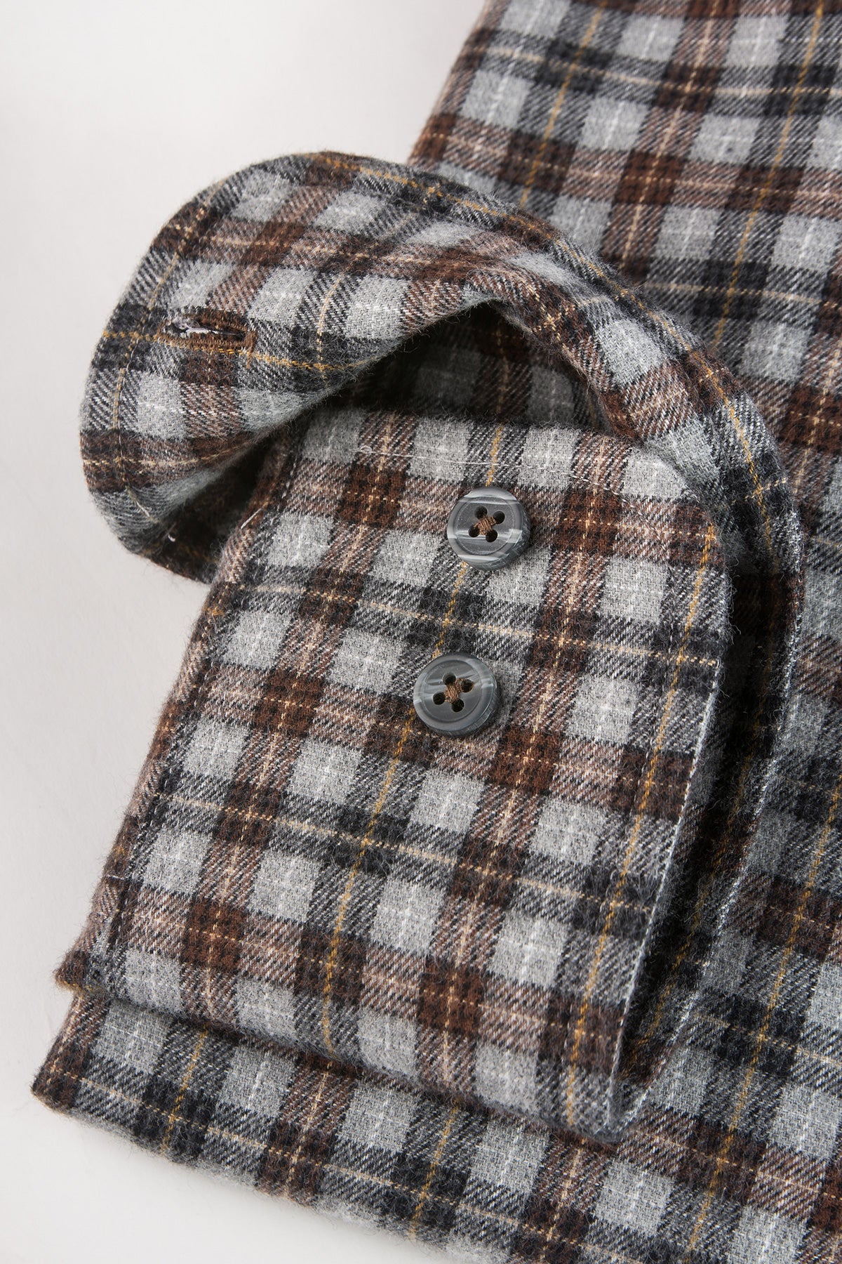 Grey checked flannel button down slim fit shirt