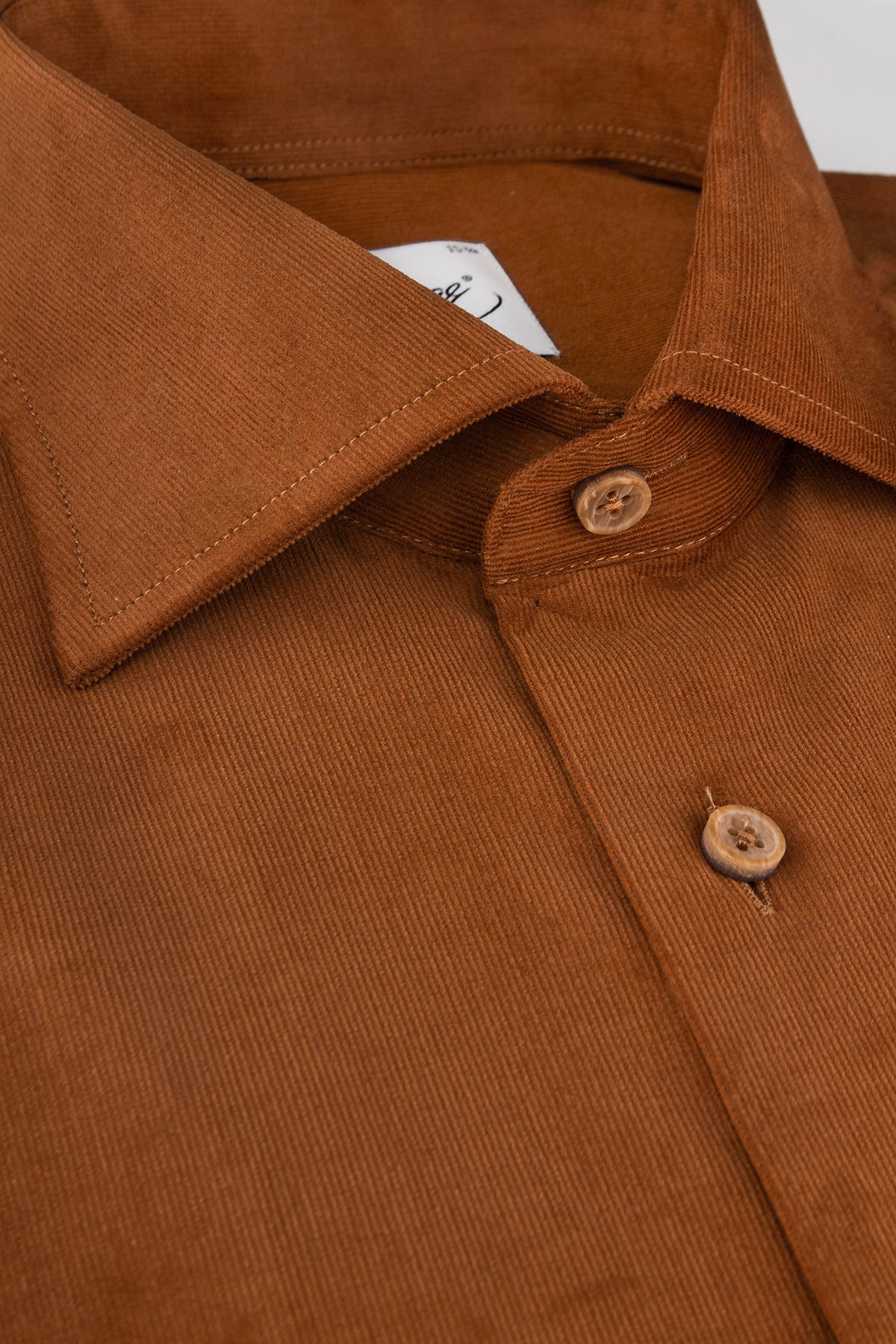 Orange baby cord regular fit shirt