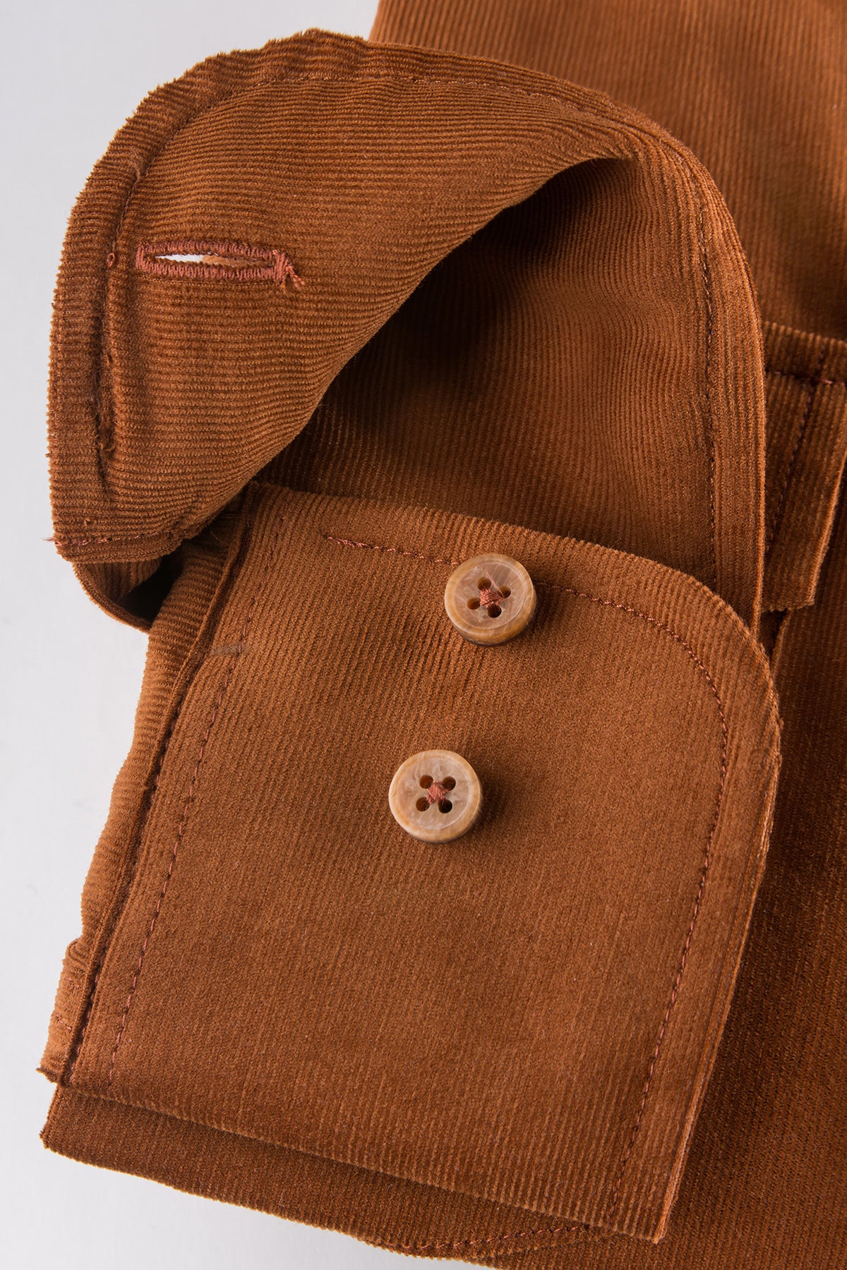 Orange baby cord regular fit shirt