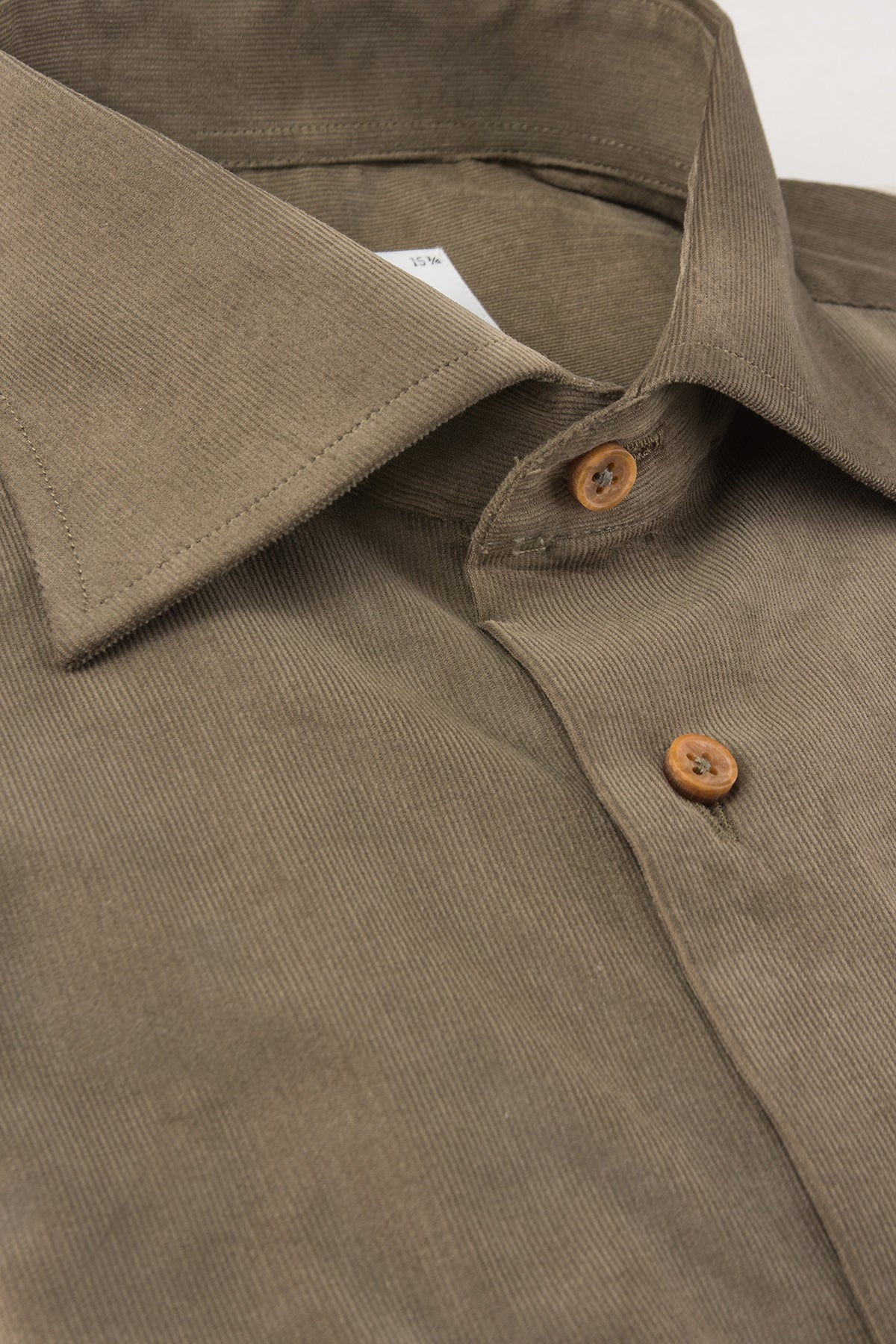 Green baby cord slim fit shirt