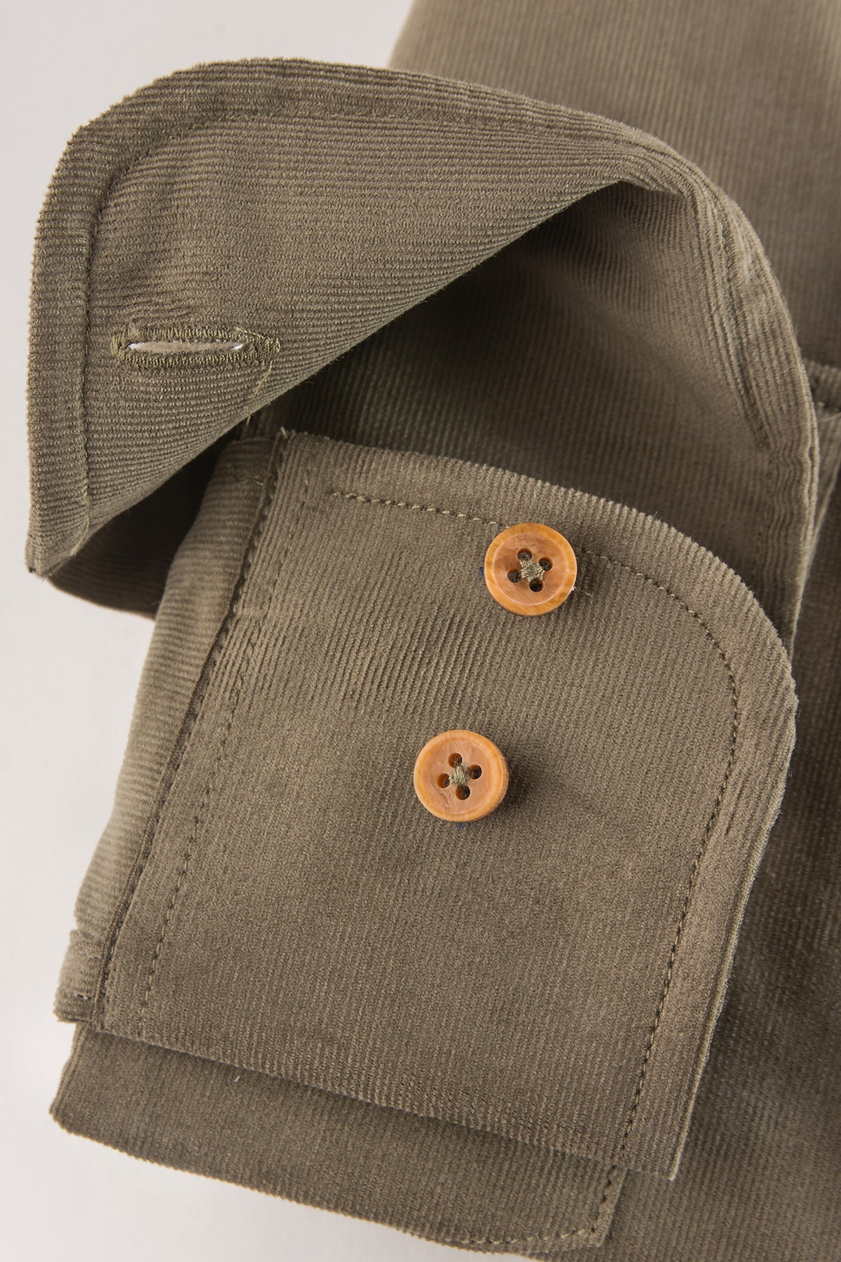 Green baby cord slim fit shirt