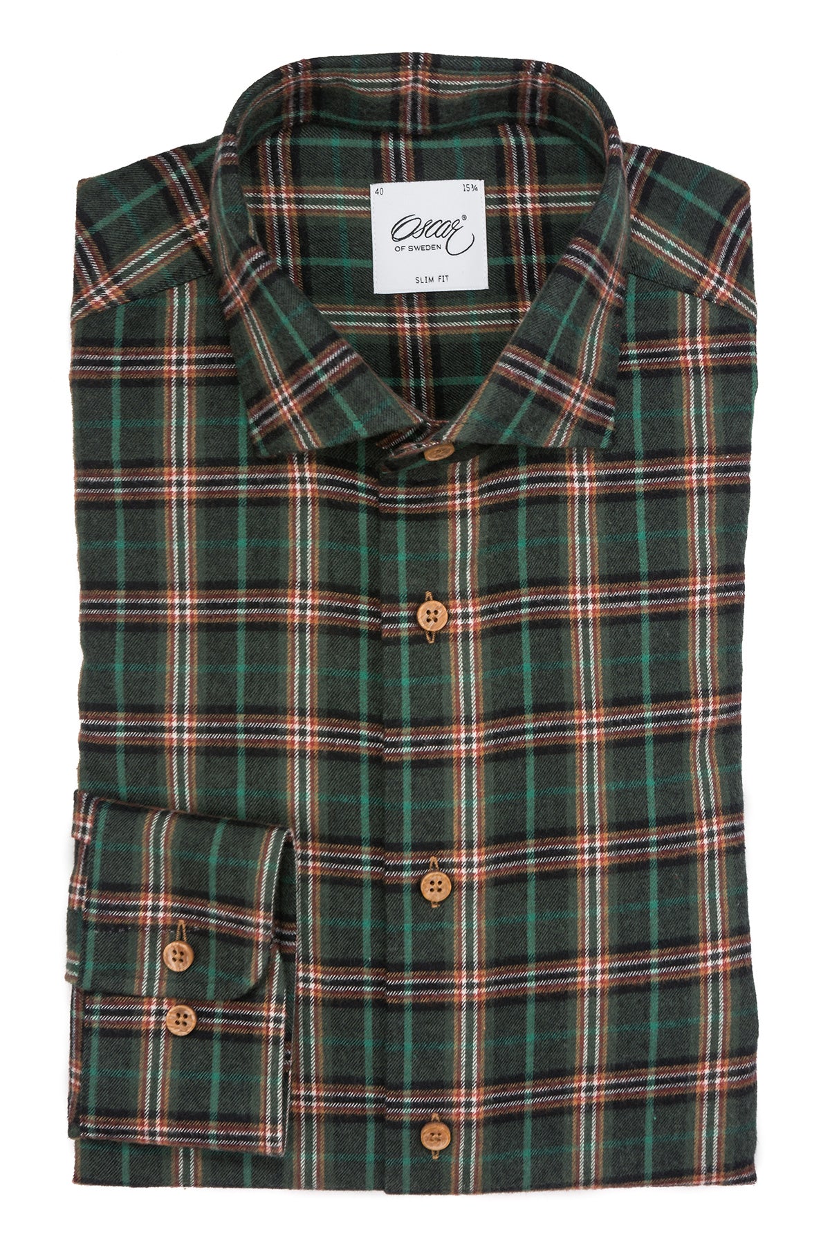 Green checked flannel regular fit shirt