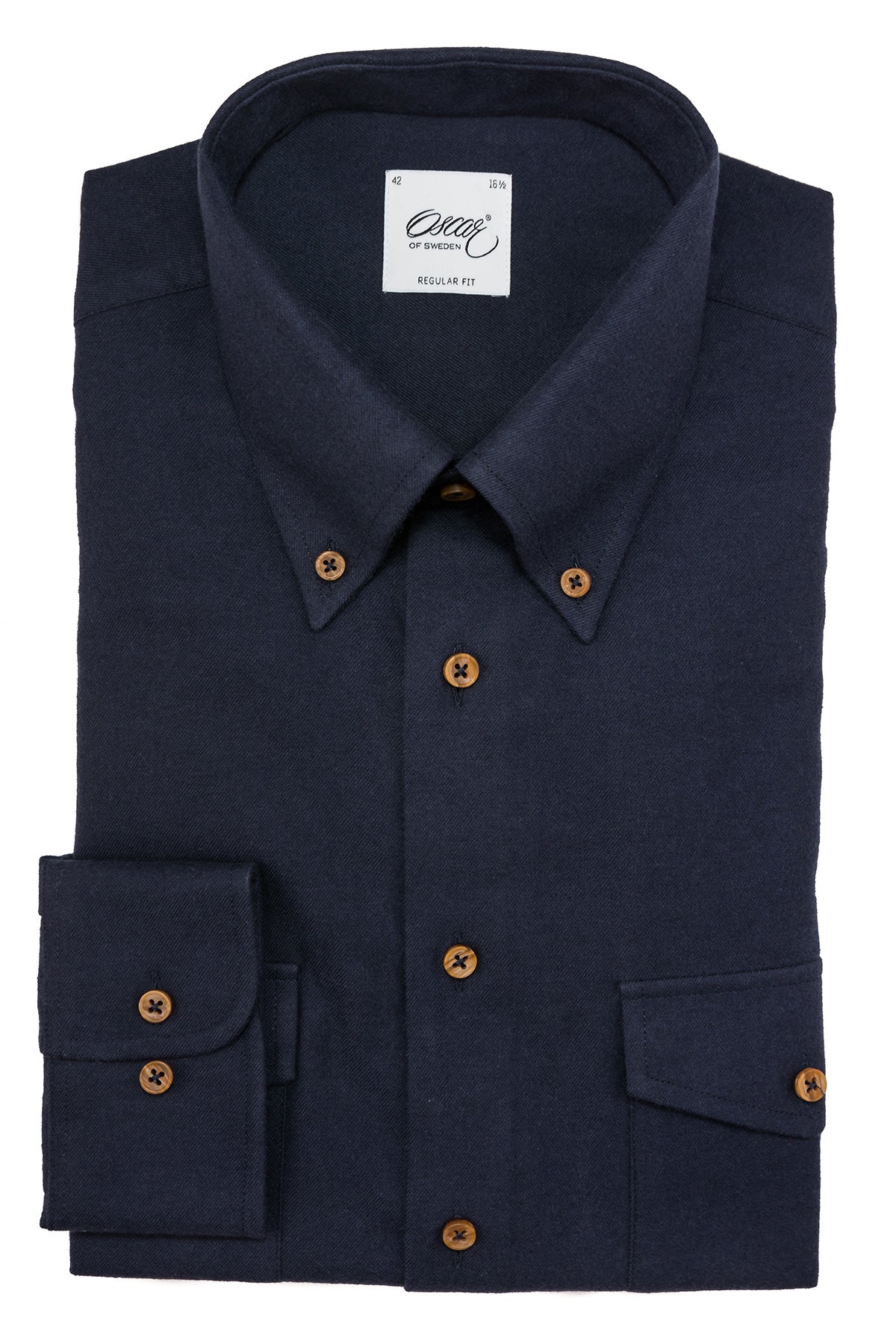 Navy flannel button down regular fit shirt