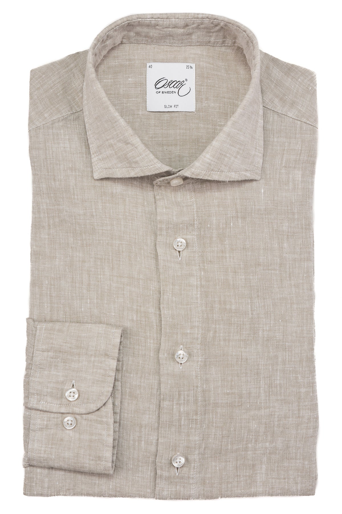 Beige slim fit linen shirt