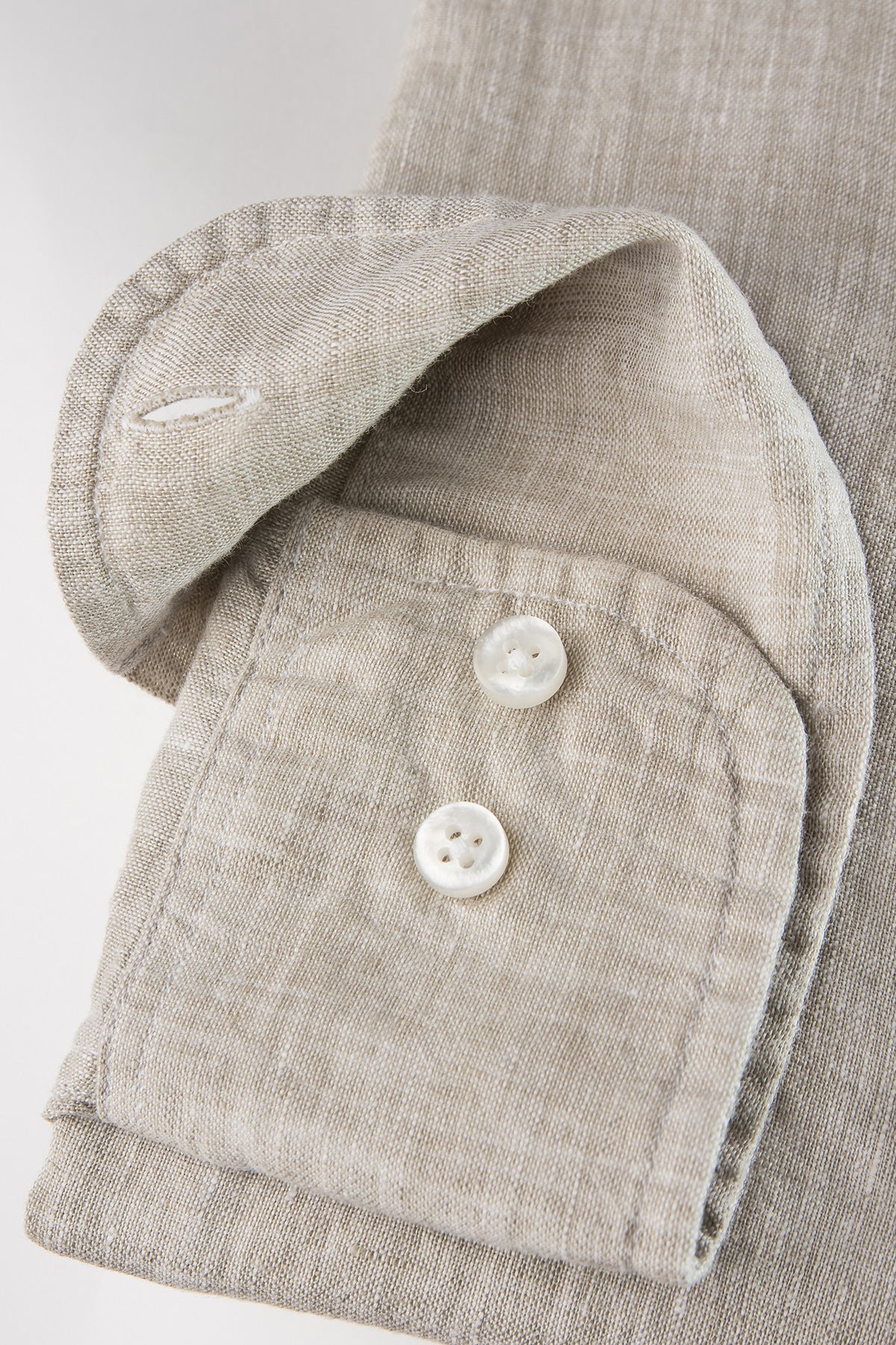 Beige slim fit linen shirt