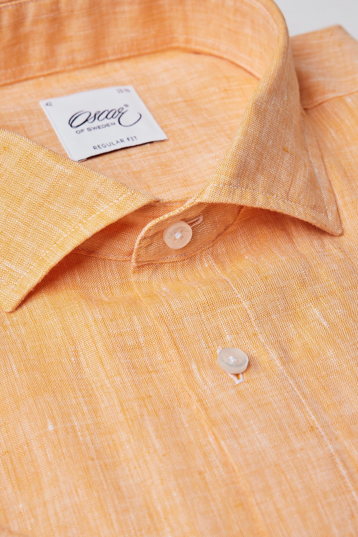 Orange short sleeve regular fit linen shirt