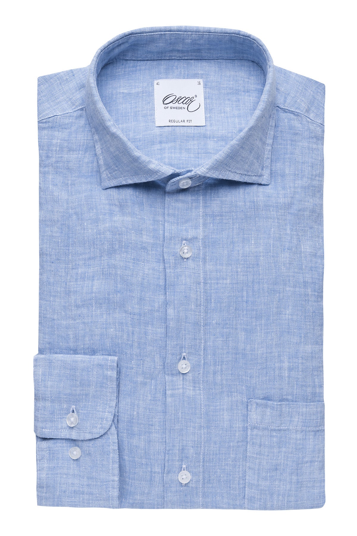 Light blue regular fit linen shirt