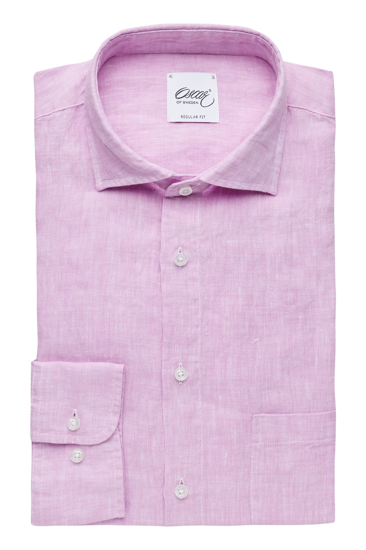 Pink regular fit linen shirt