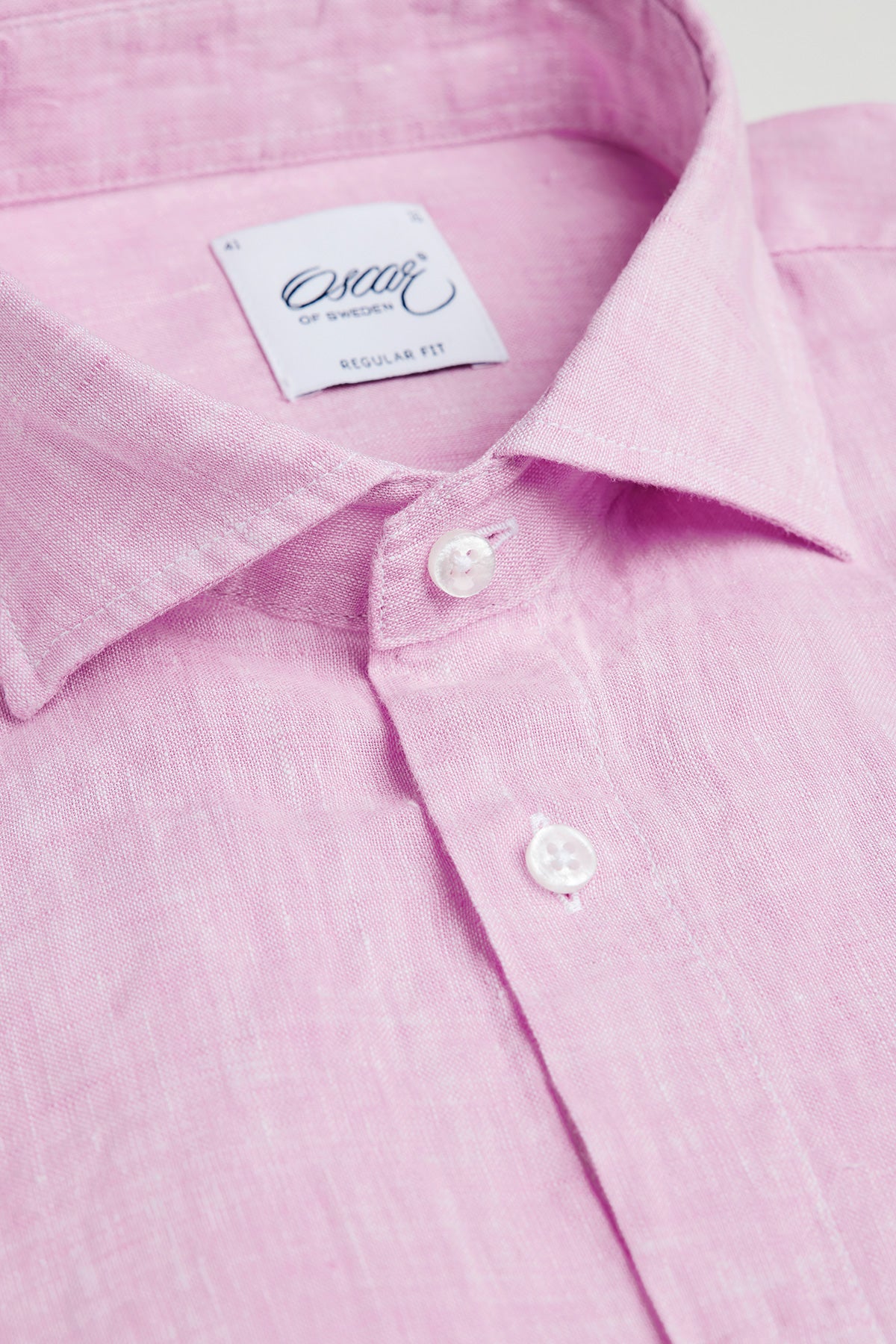 Pink regular fit linen shirt