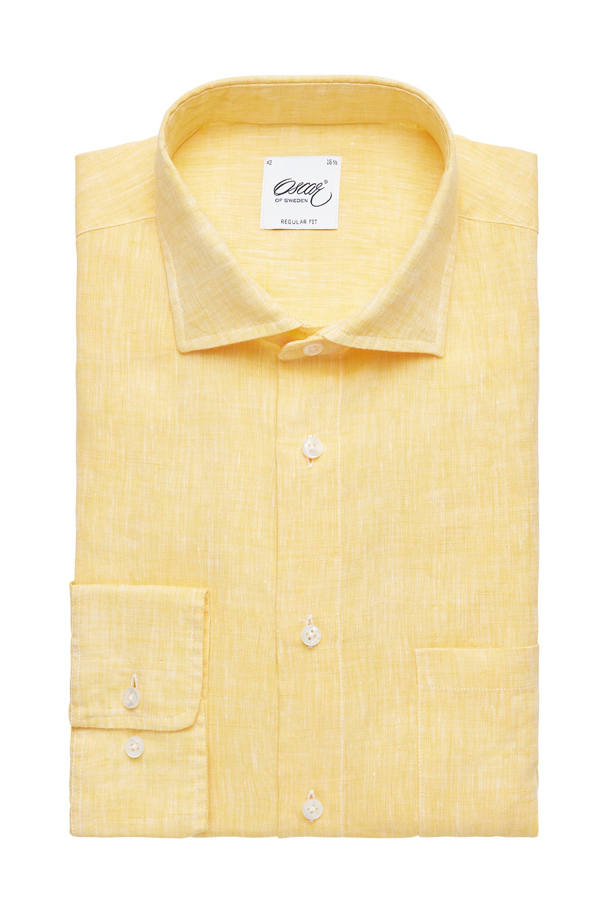 Yellow regular fit linen shirt