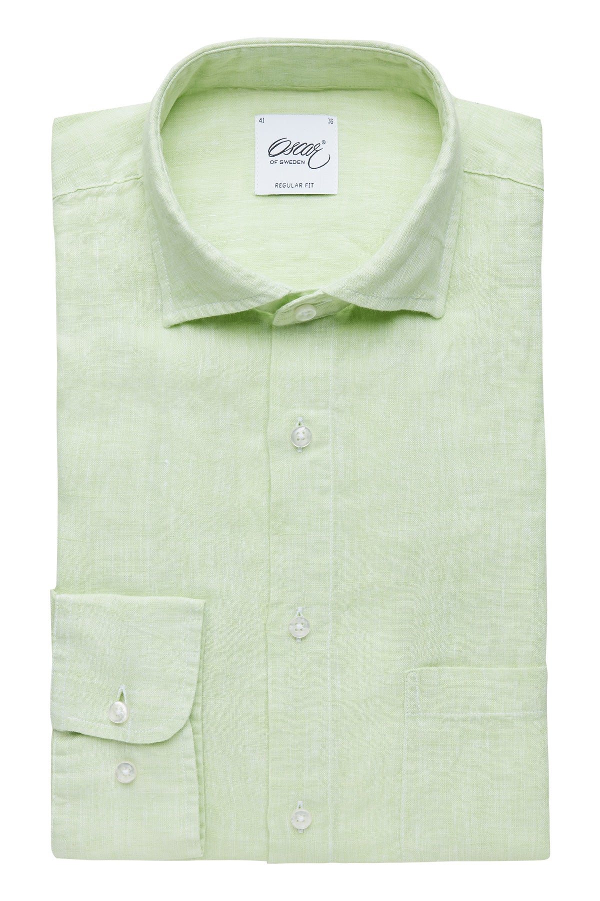 Light green regular fit linen shirt