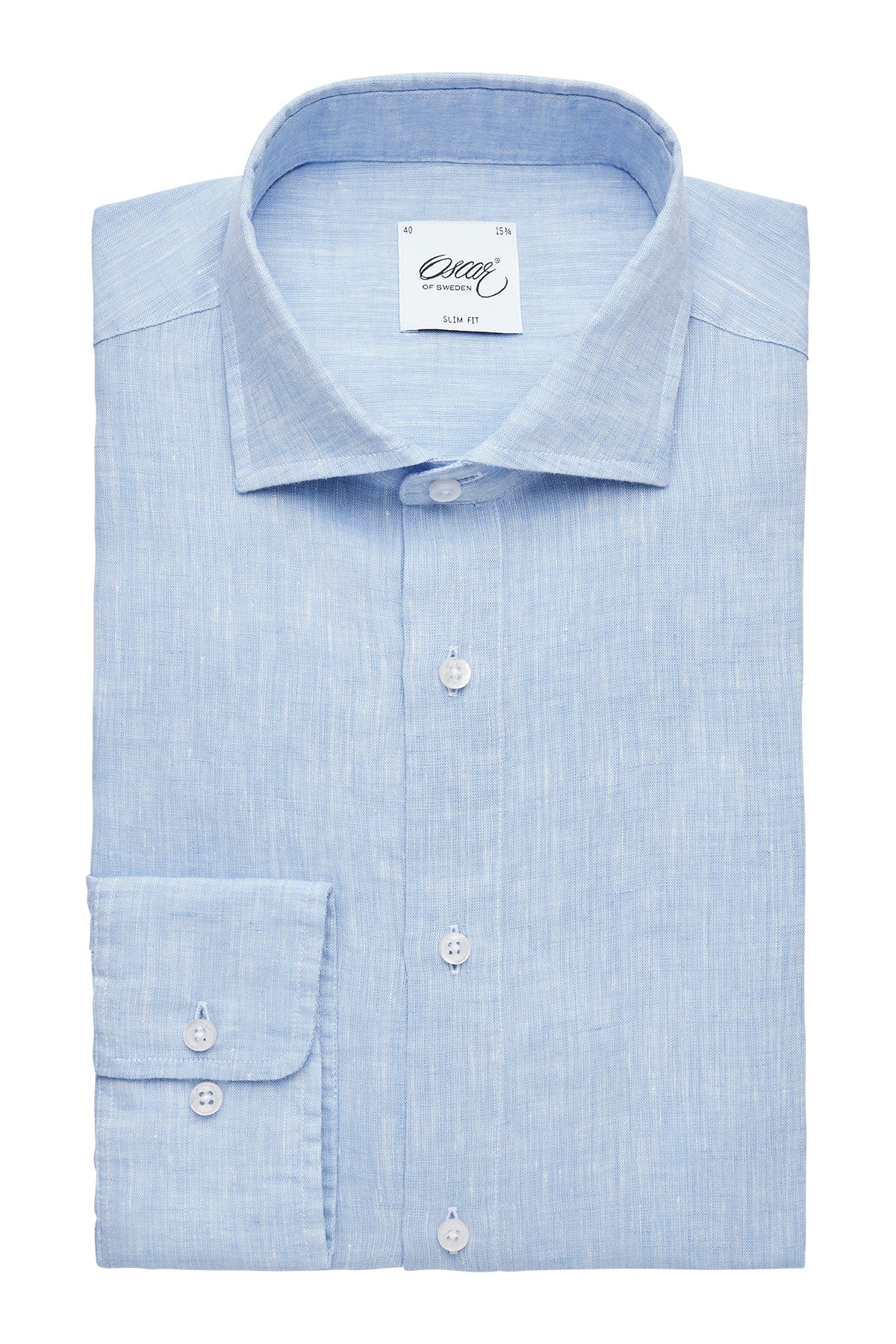 Light blue slim fit linen shirt