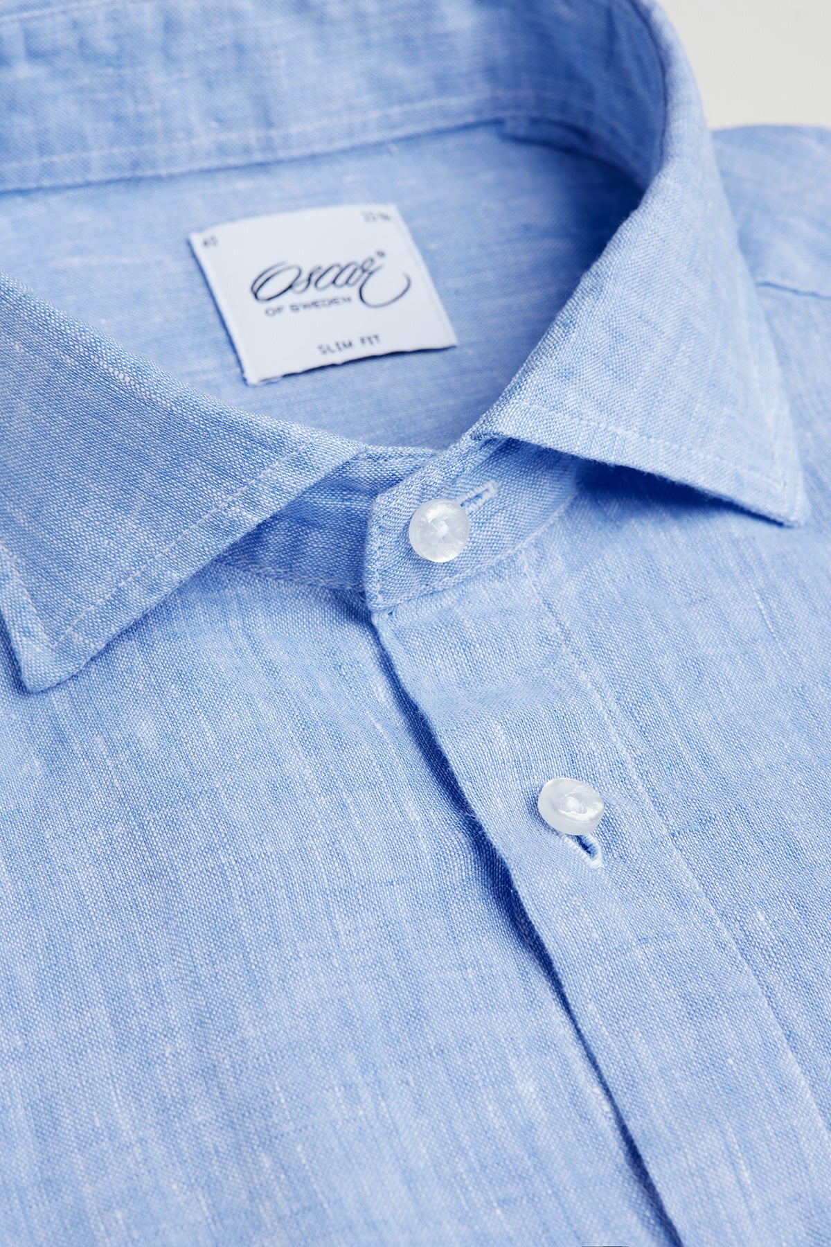 Light blue regular fit linen shirt