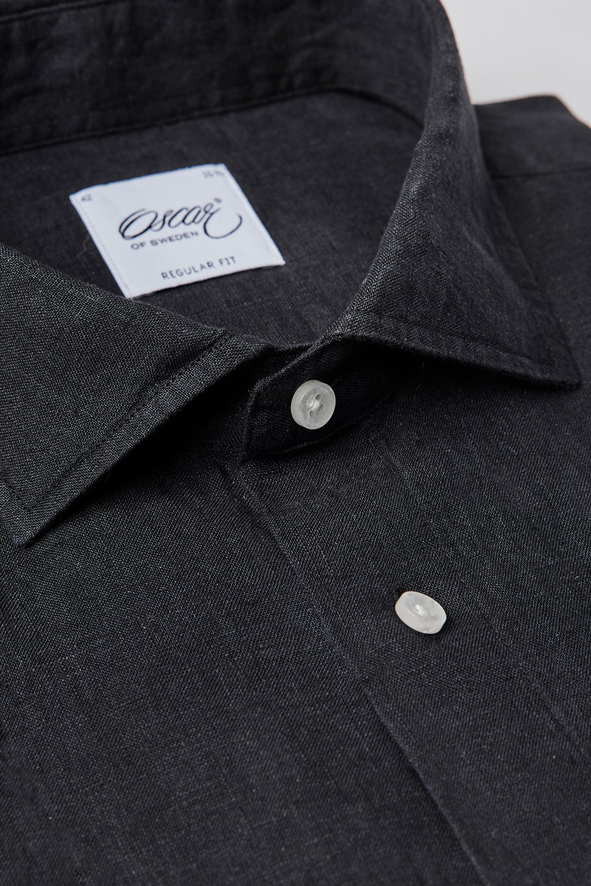 Black regular fit linen shirt