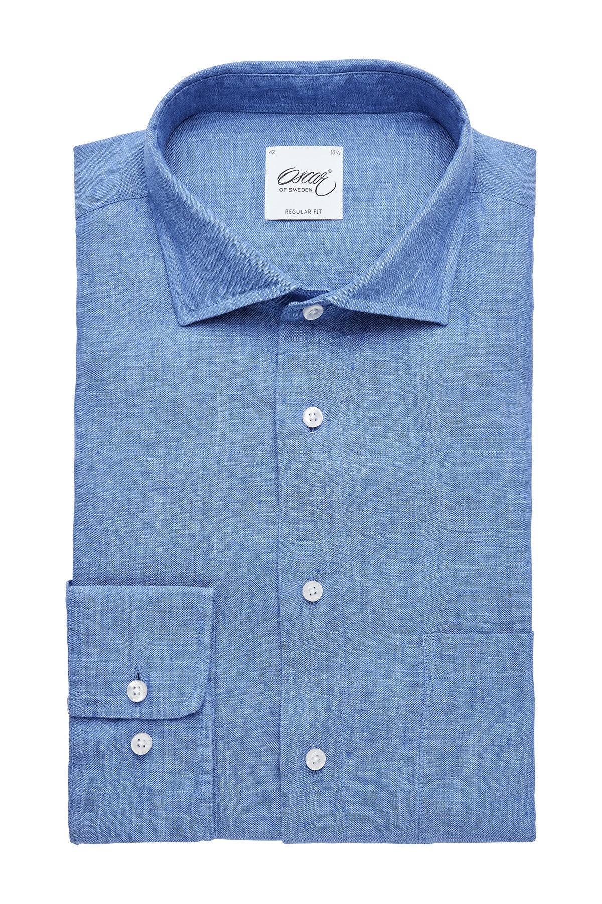 Blue regular fit linen shirt