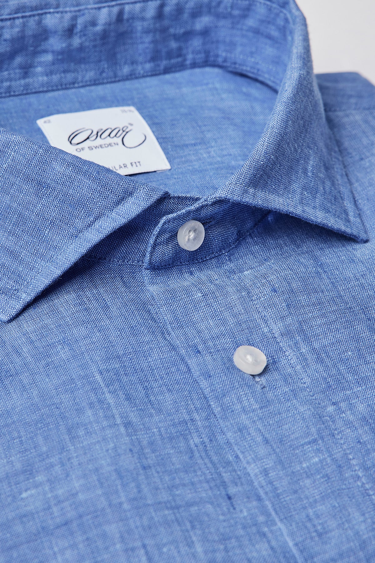 Blue regular fit linen shirt