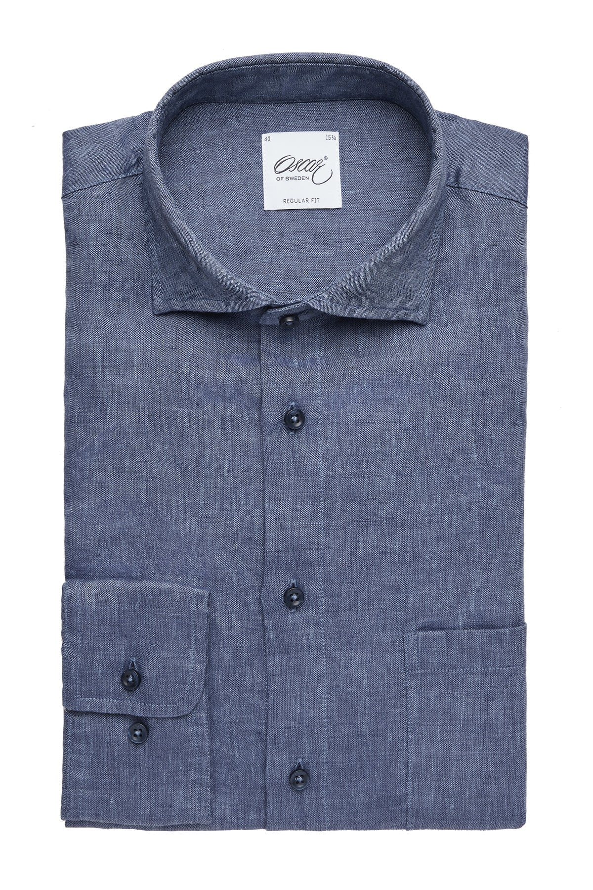 Indigo blue linen shirt regular fit