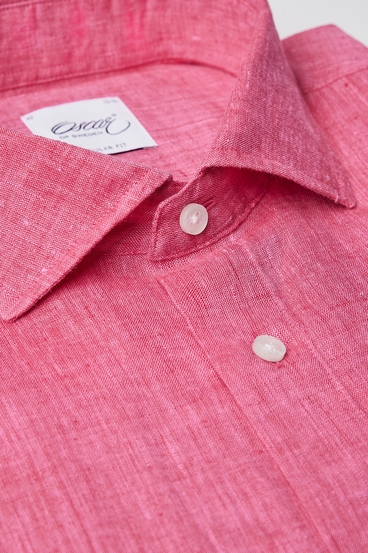 Pink regular fit linen shirt