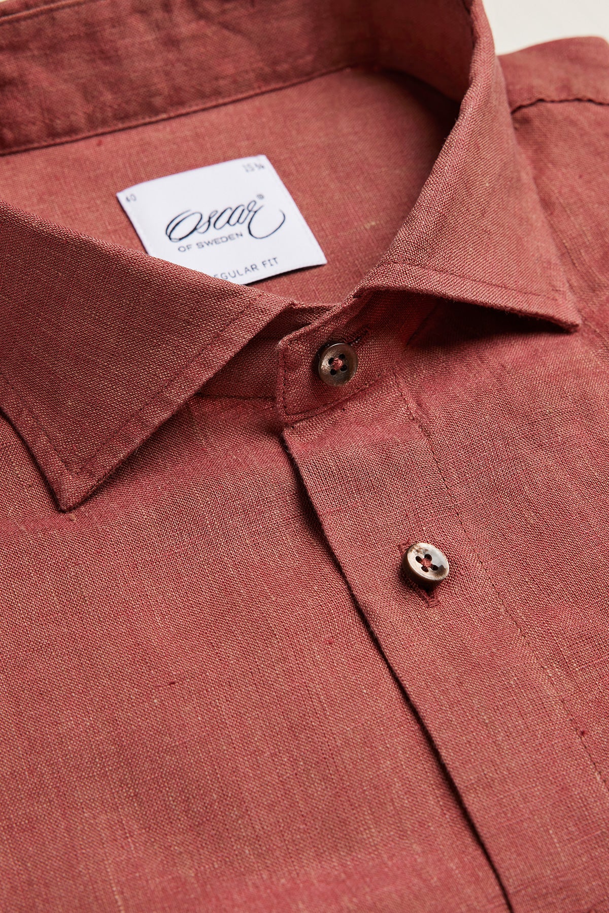 Rust orange linen regular fit shirt