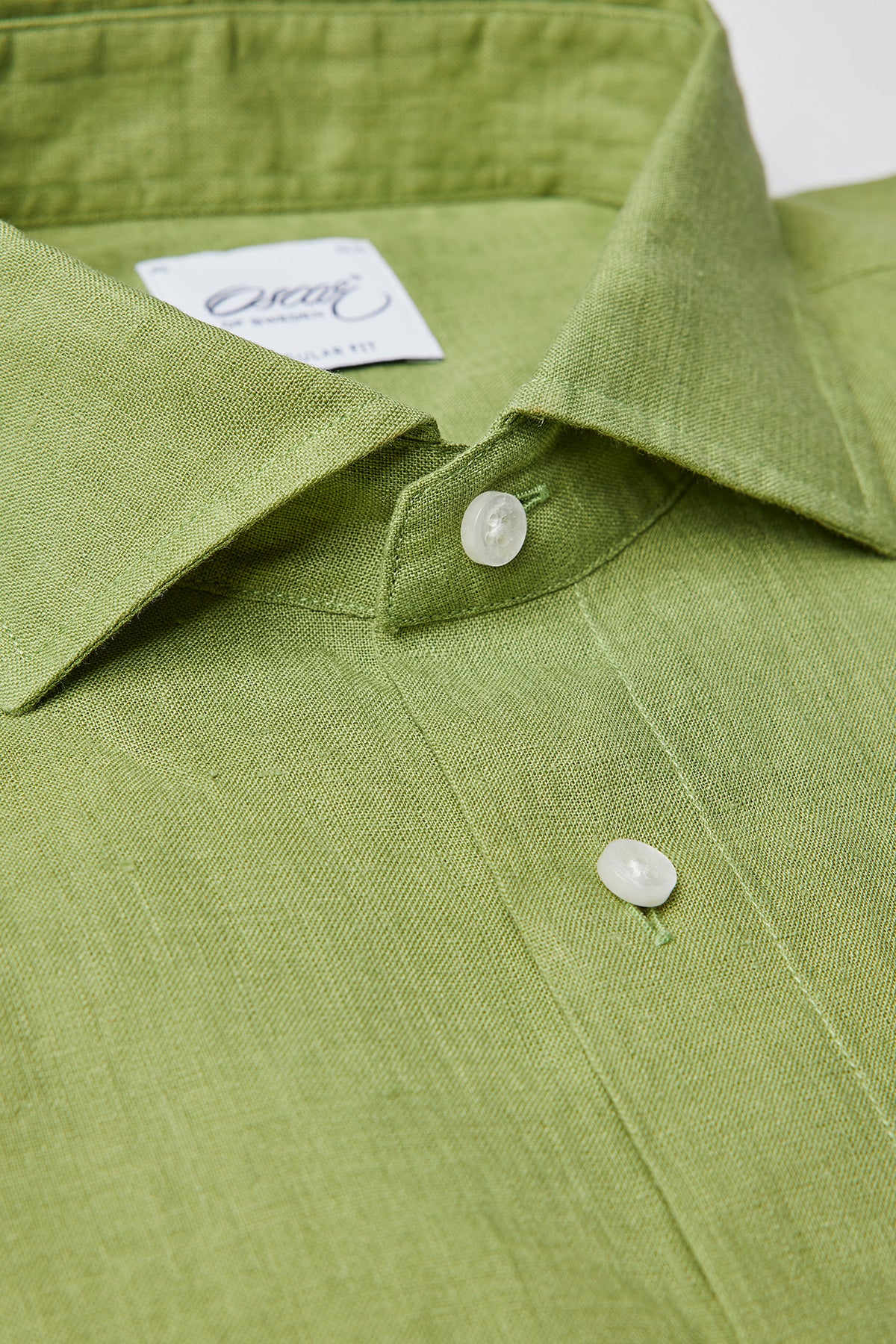 Green regular fit linen shirt