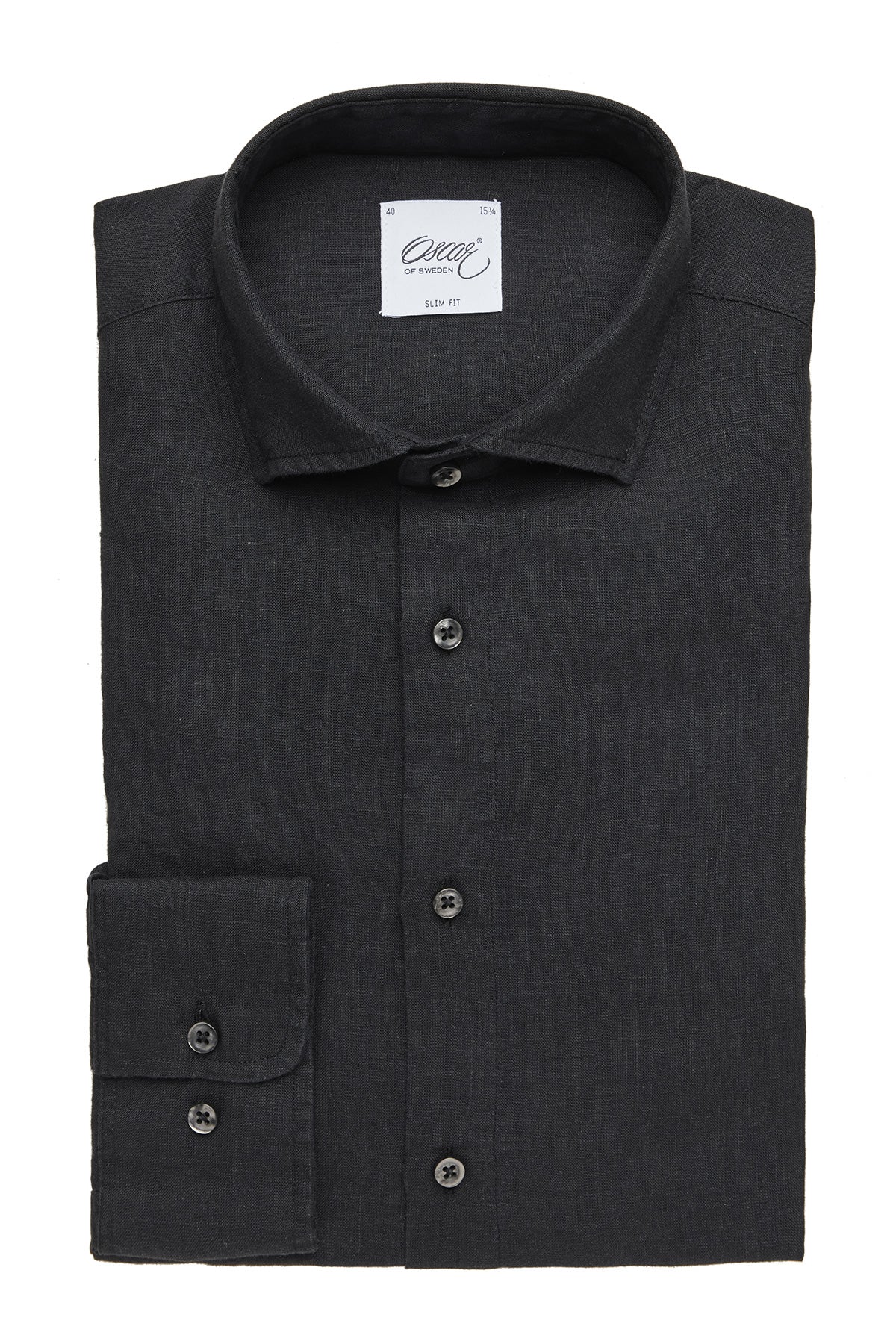 Black linen slim fit shirt