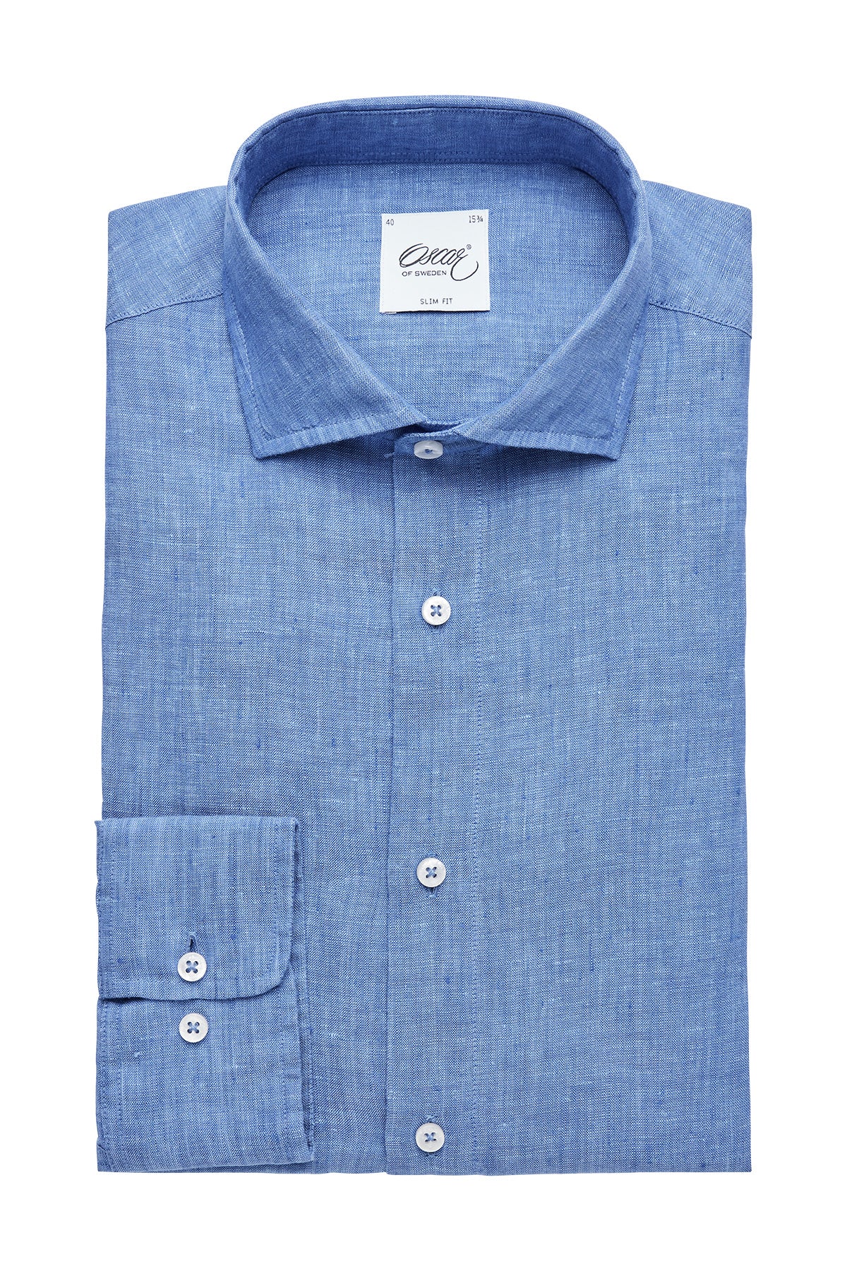 Blue slim fit linen shirt