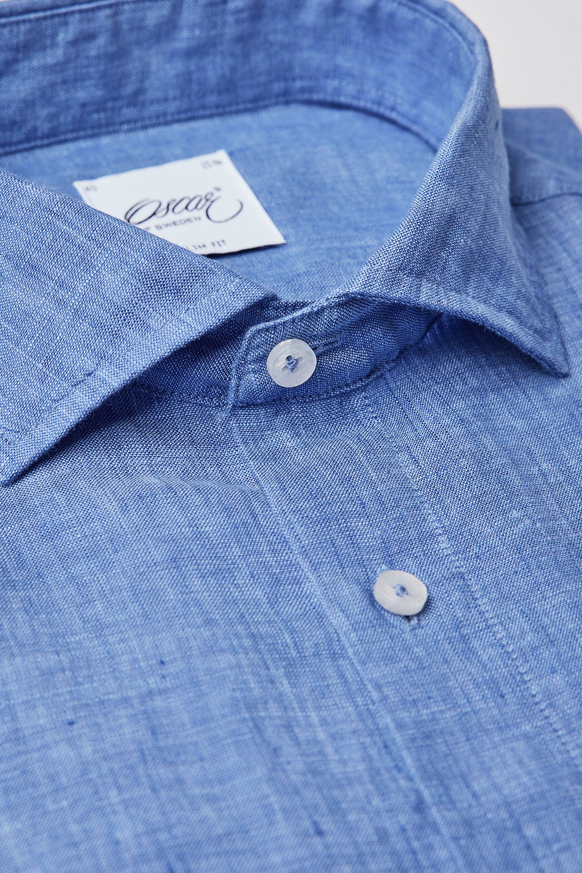 Blue slim fit linen shirt