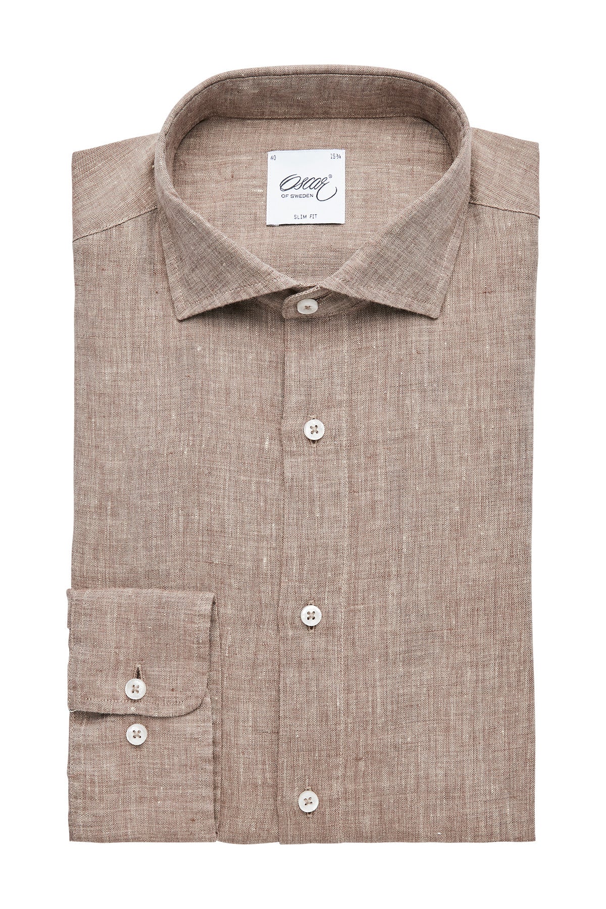 Brown slim fit linen shirt