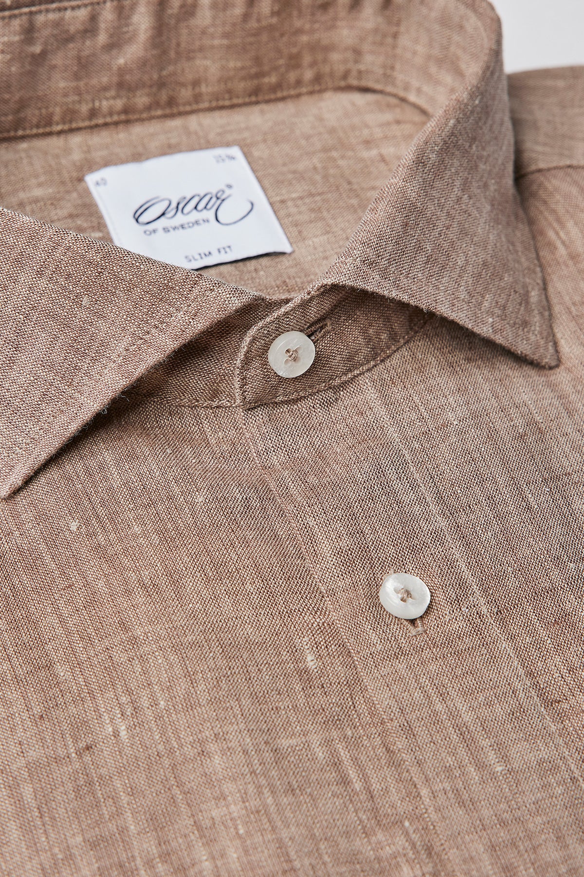 Brown slim fit linen shirt