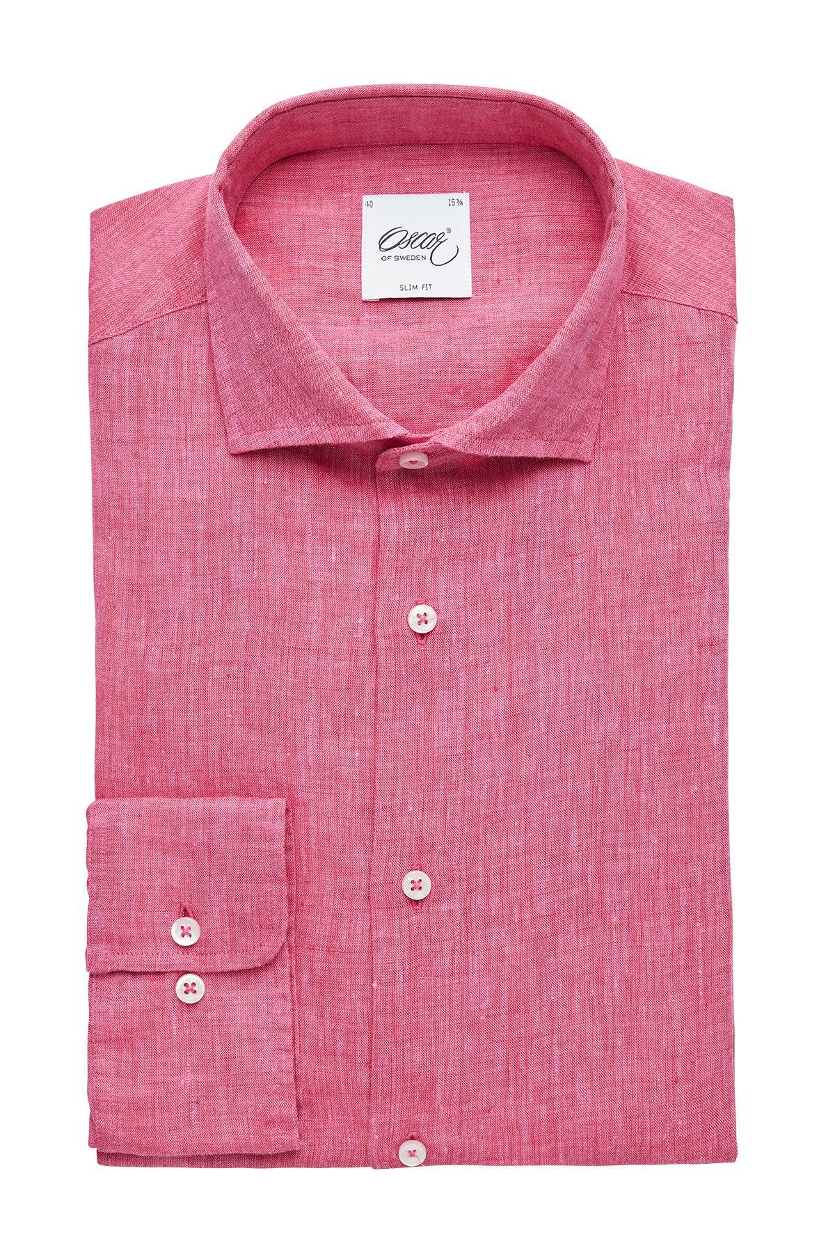 Pink slim fit linen shirt