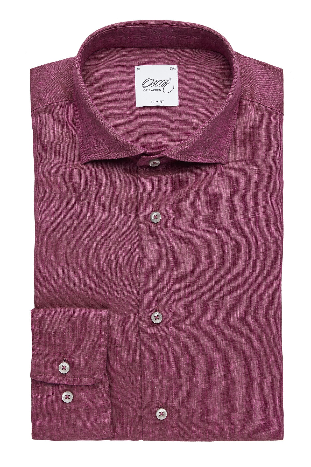 Burgundy linen slim fit shirt