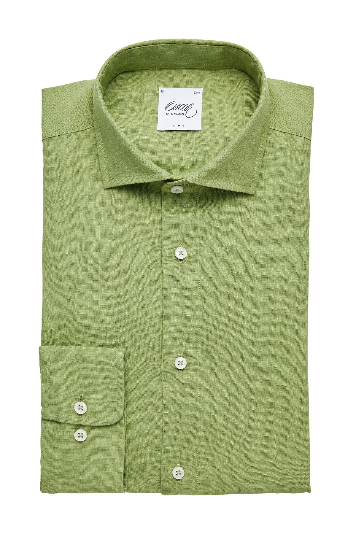 Grön linneskjorta slim fit