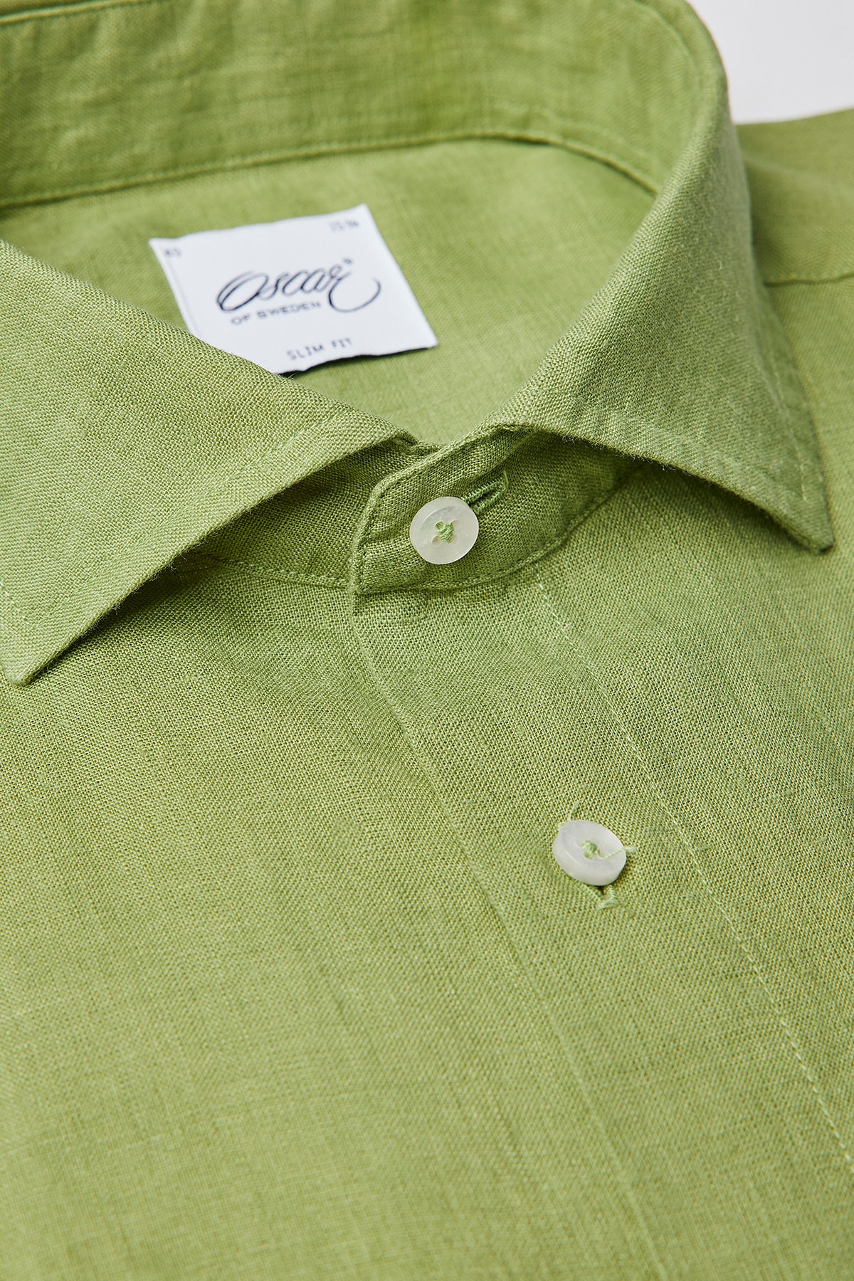 Green slim fit linen shirt