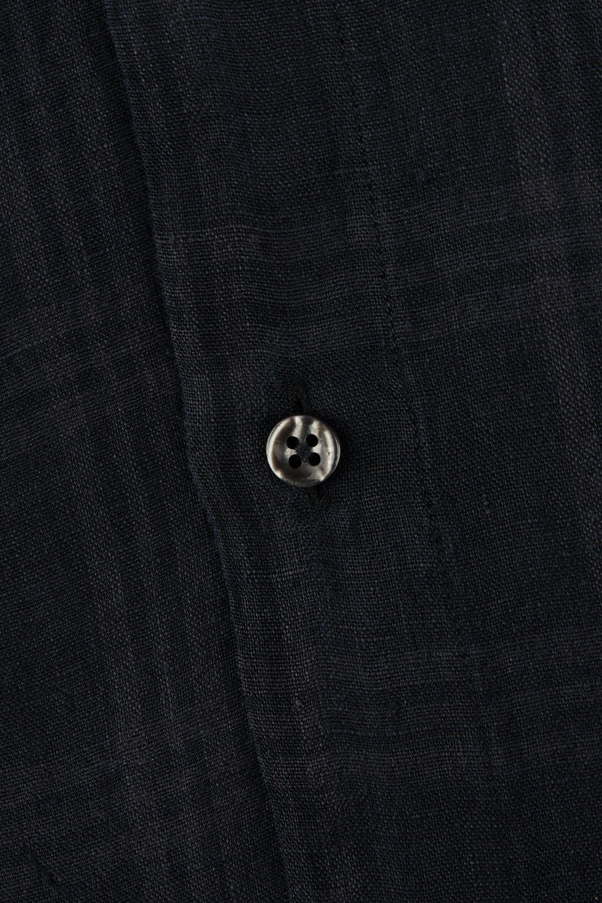 Black checked button down linen regular fit shirt