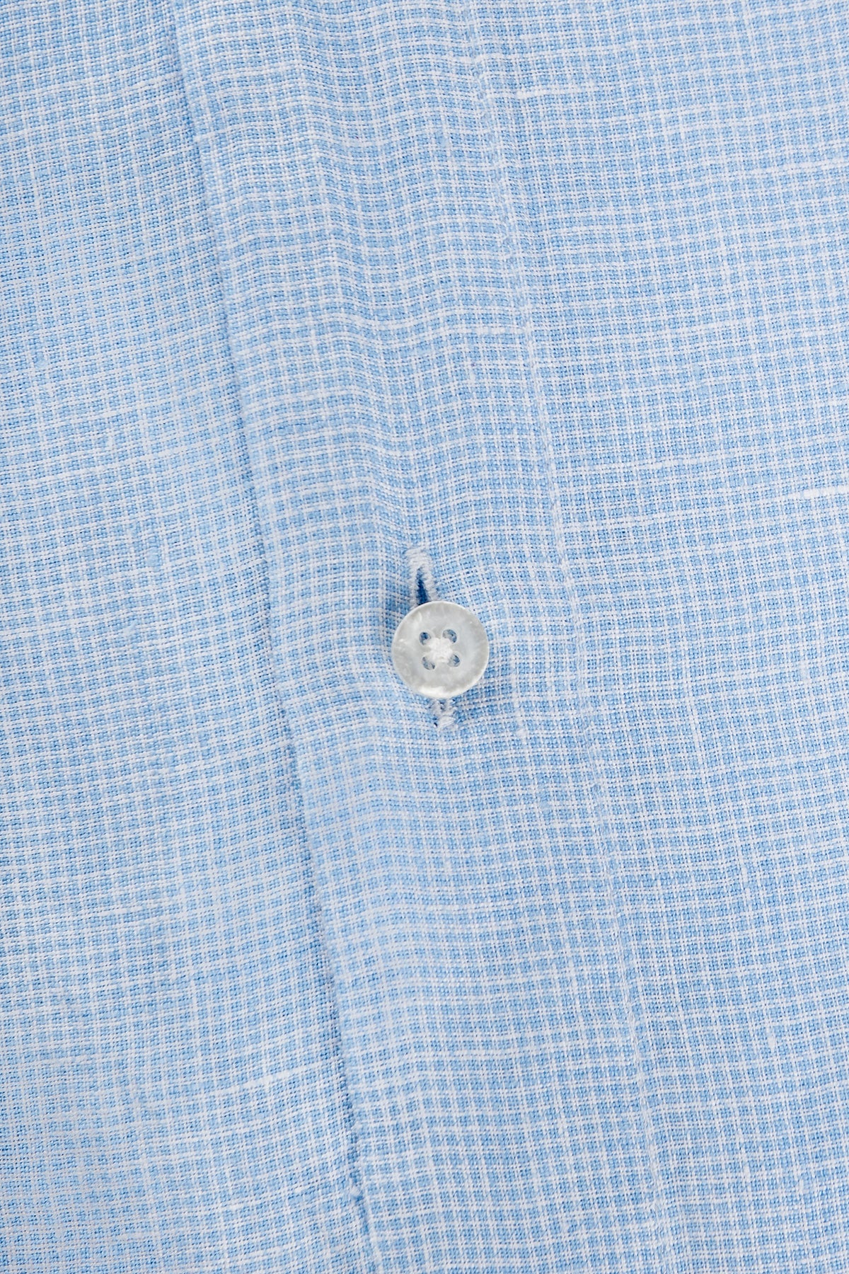 Light blue houndstooth linen regular fit shirt